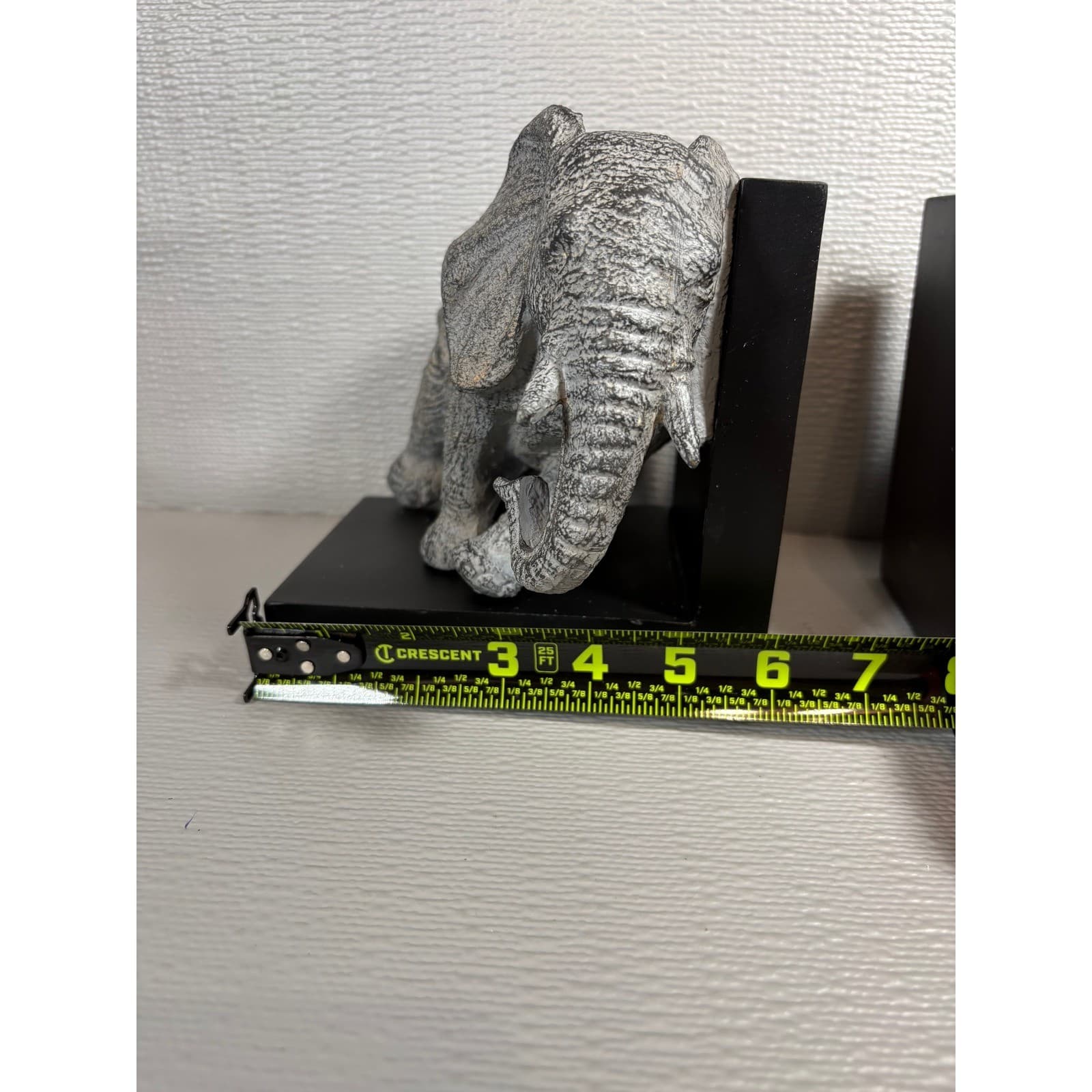 Elephant Bookends Pair Grey Silver Resin Animal Statues Safari Home Decor - Thumbnail 5