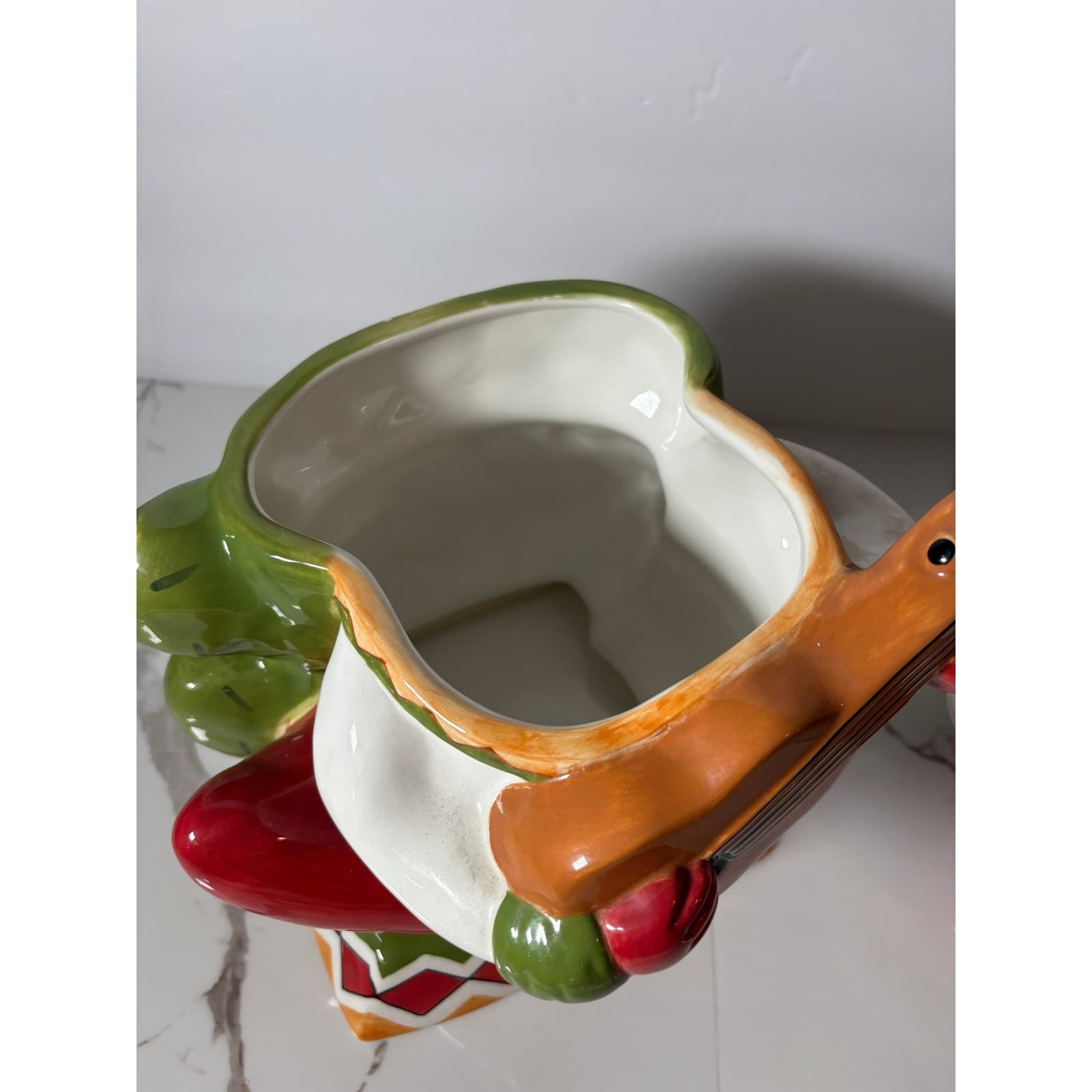 Clay Art Chili Pepper Cookie Jar Hand Painted Ceramic Sombrero Guitar Cactus - Thumbnail 7