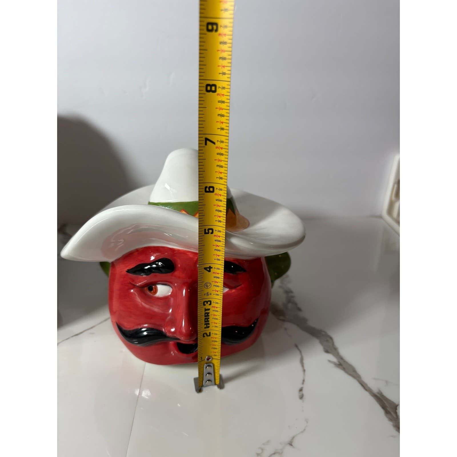 Clay Art Chili Pepper Cookie Jar Hand Painted Ceramic Sombrero Guitar Cactus - Thumbnail 15