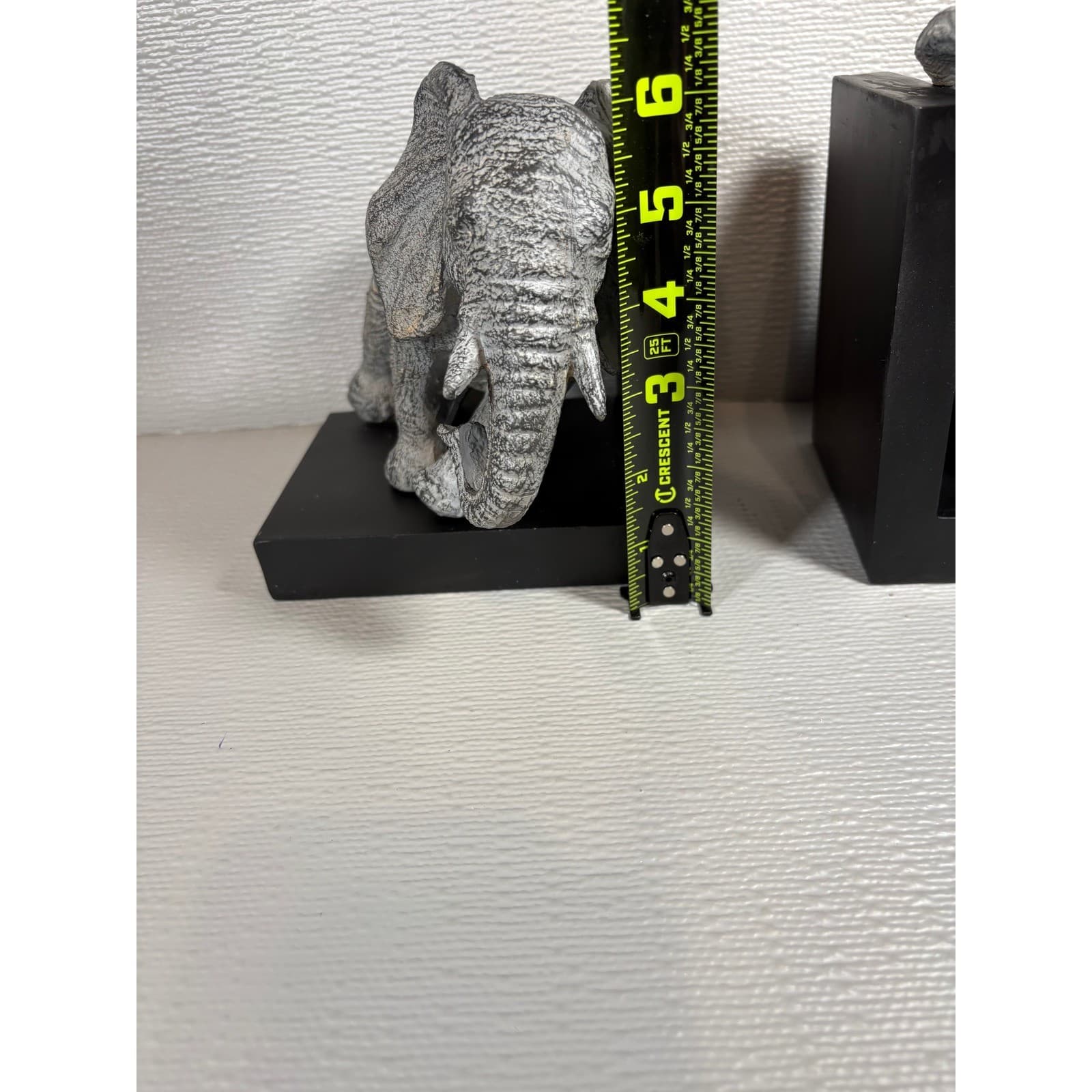 Elephant Bookends Pair Grey Silver Resin Animal Statues Safari Home Decor - Thumbnail 6