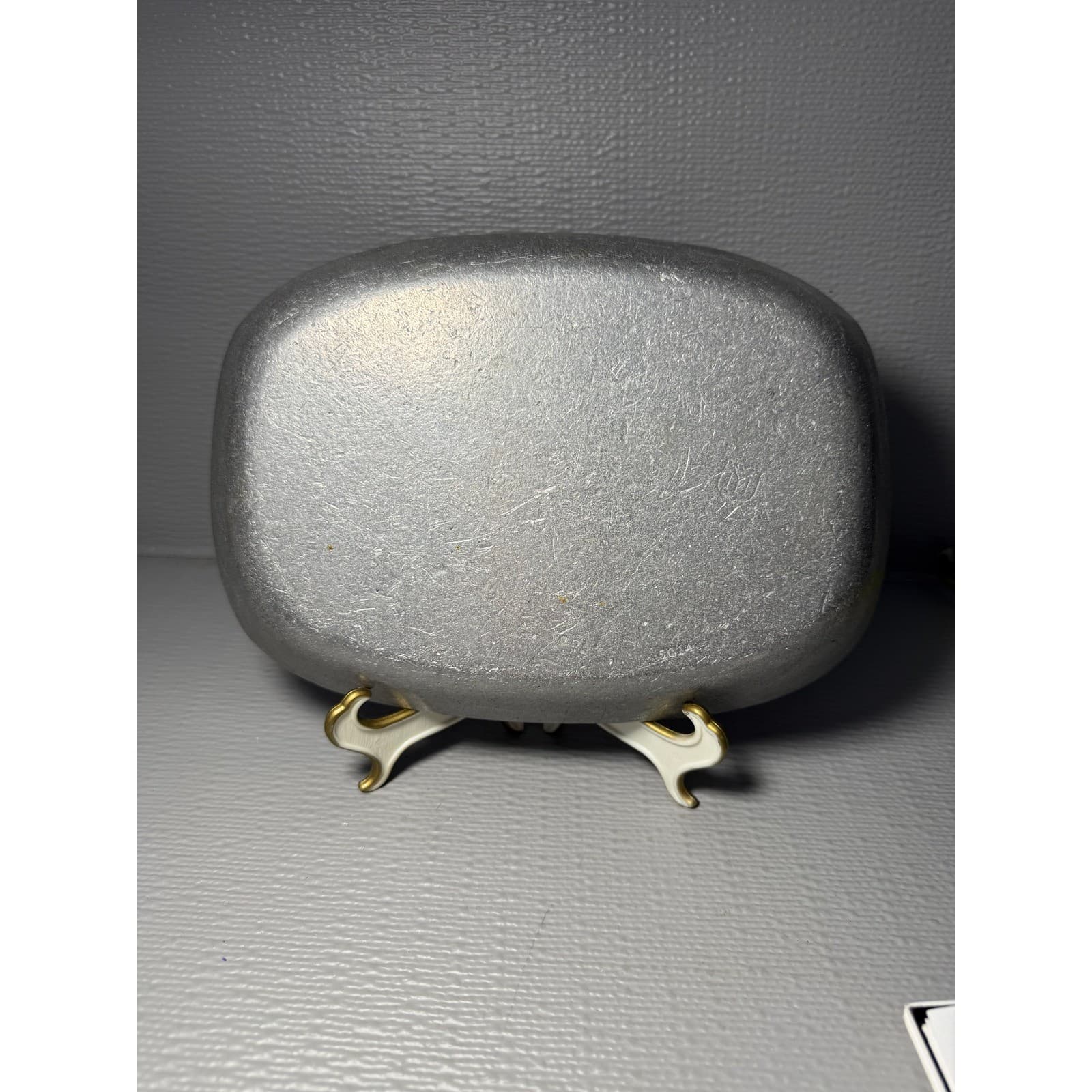 Vintage Cast Aluminum Give Us This Day Our Daily Bread Tray Platter 9in - Thumbnail 2