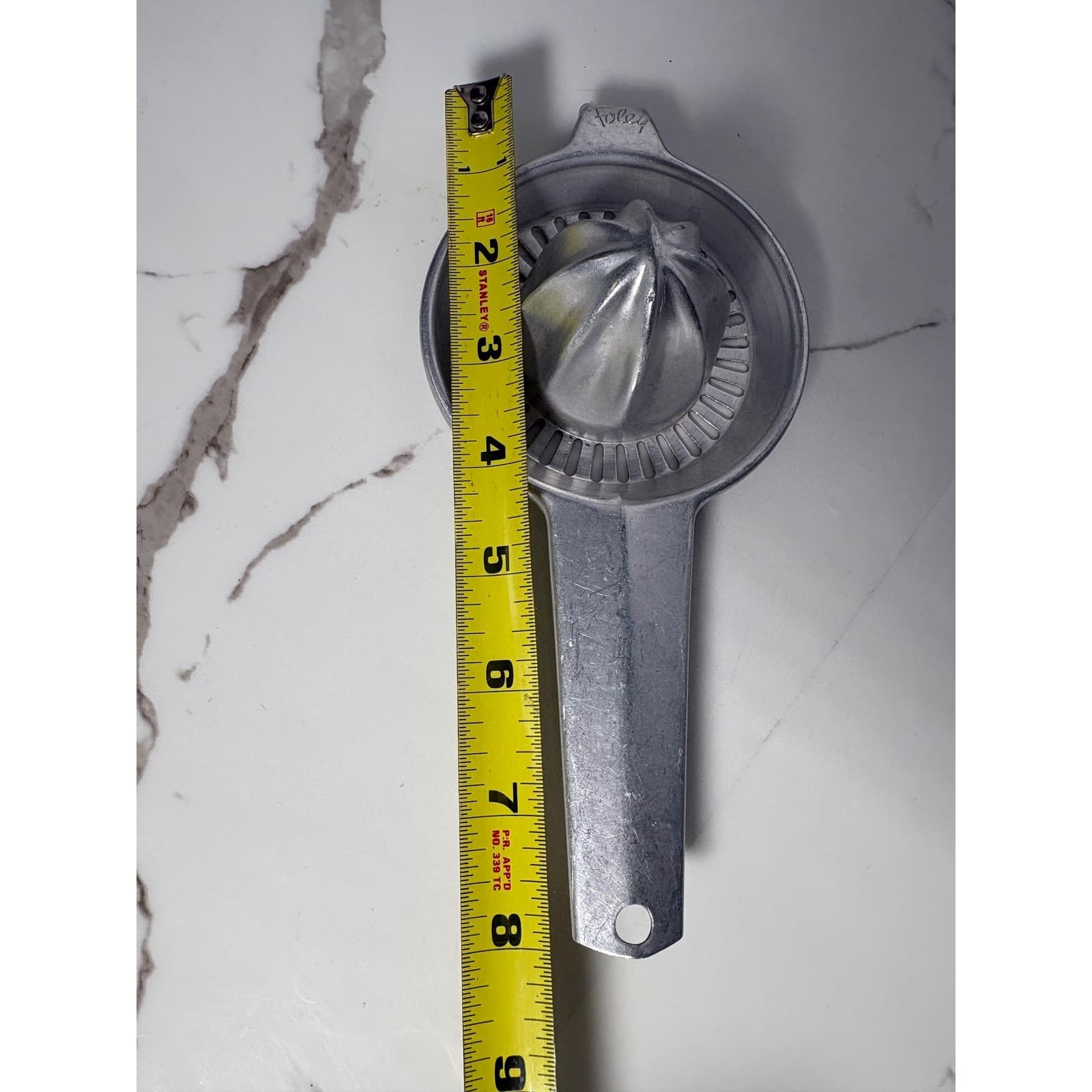 Vintage Foley Aluminum Hand Juicer Reamer Silver Manual Citrus Squeezer - Thumbnail 4