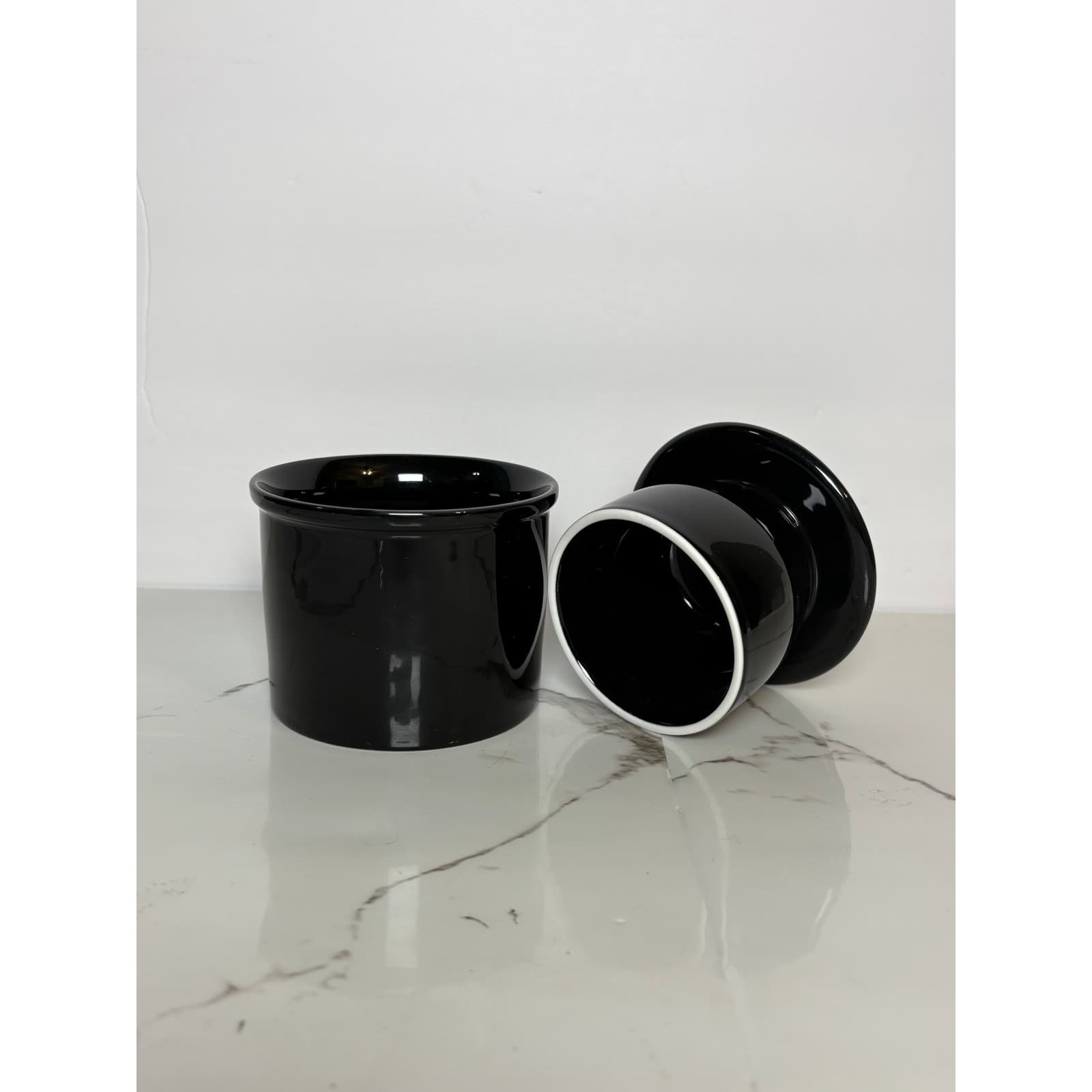 Urban Cupboard Ceramic Butter Keeper Black French Butter Crock 2 PC New - Thumbnail 2