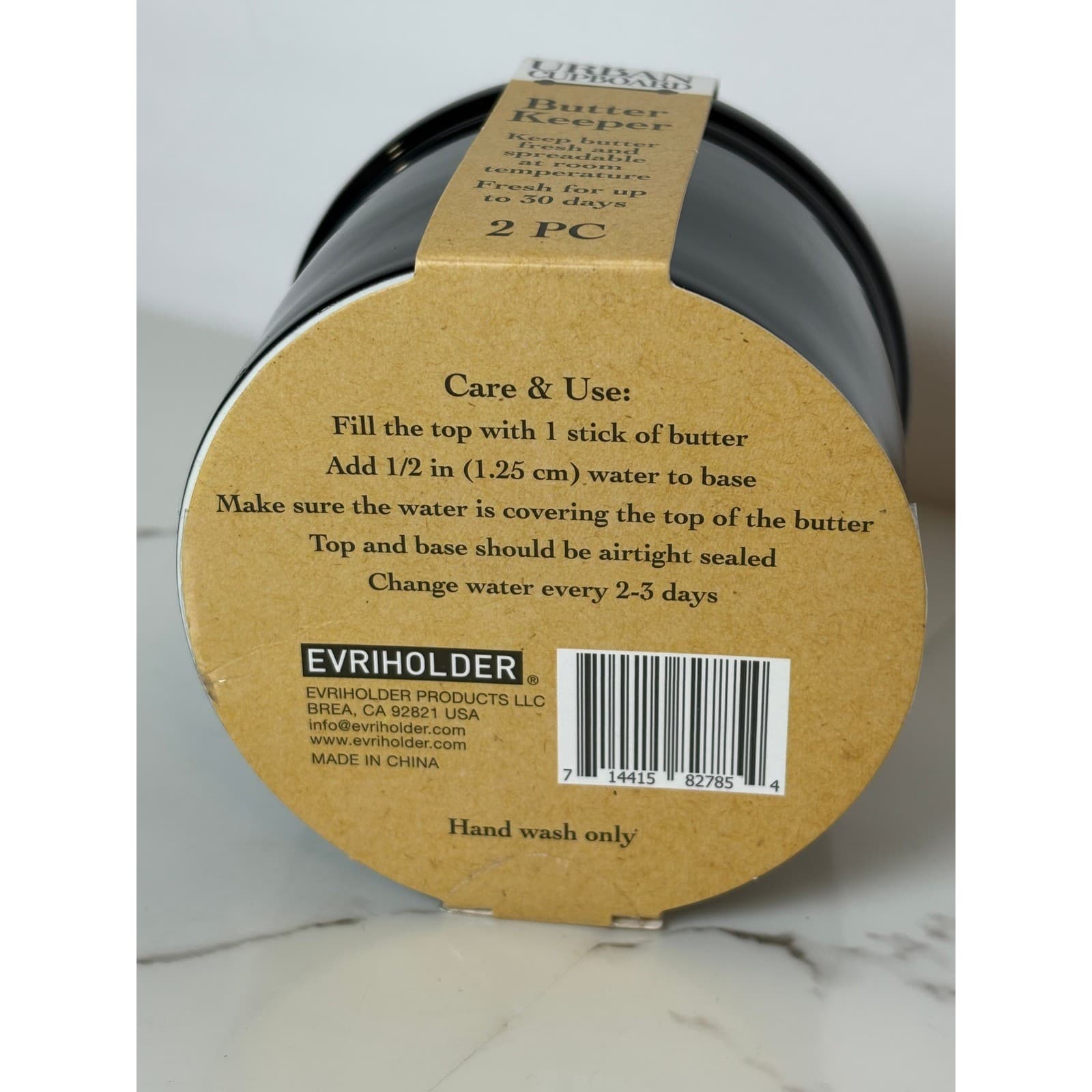 Urban Cupboard Ceramic Butter Keeper Black French Butter Crock 2 PC New - Thumbnail 7