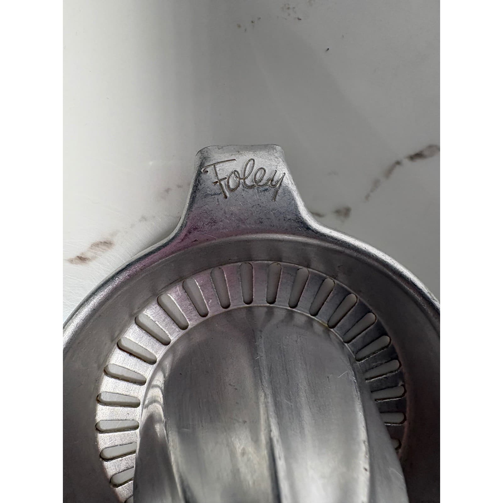 Vintage Foley Aluminum Hand Juicer Reamer Silver Manual Citrus Squeezer - Thumbnail 3