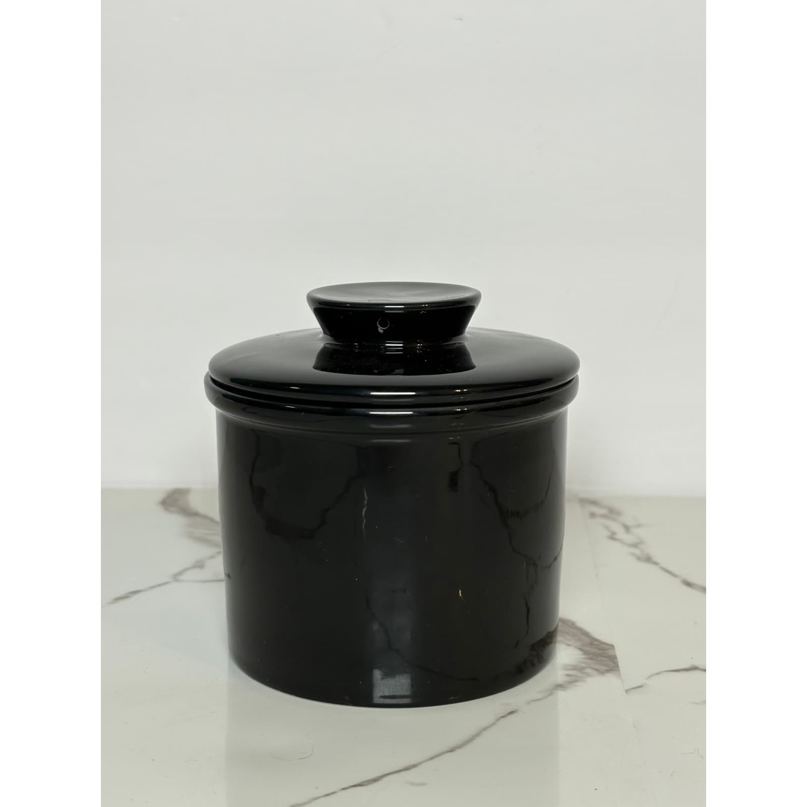 Urban Cupboard Ceramic Butter Keeper Black French Butter Crock 2 PC New - Thumbnail 4