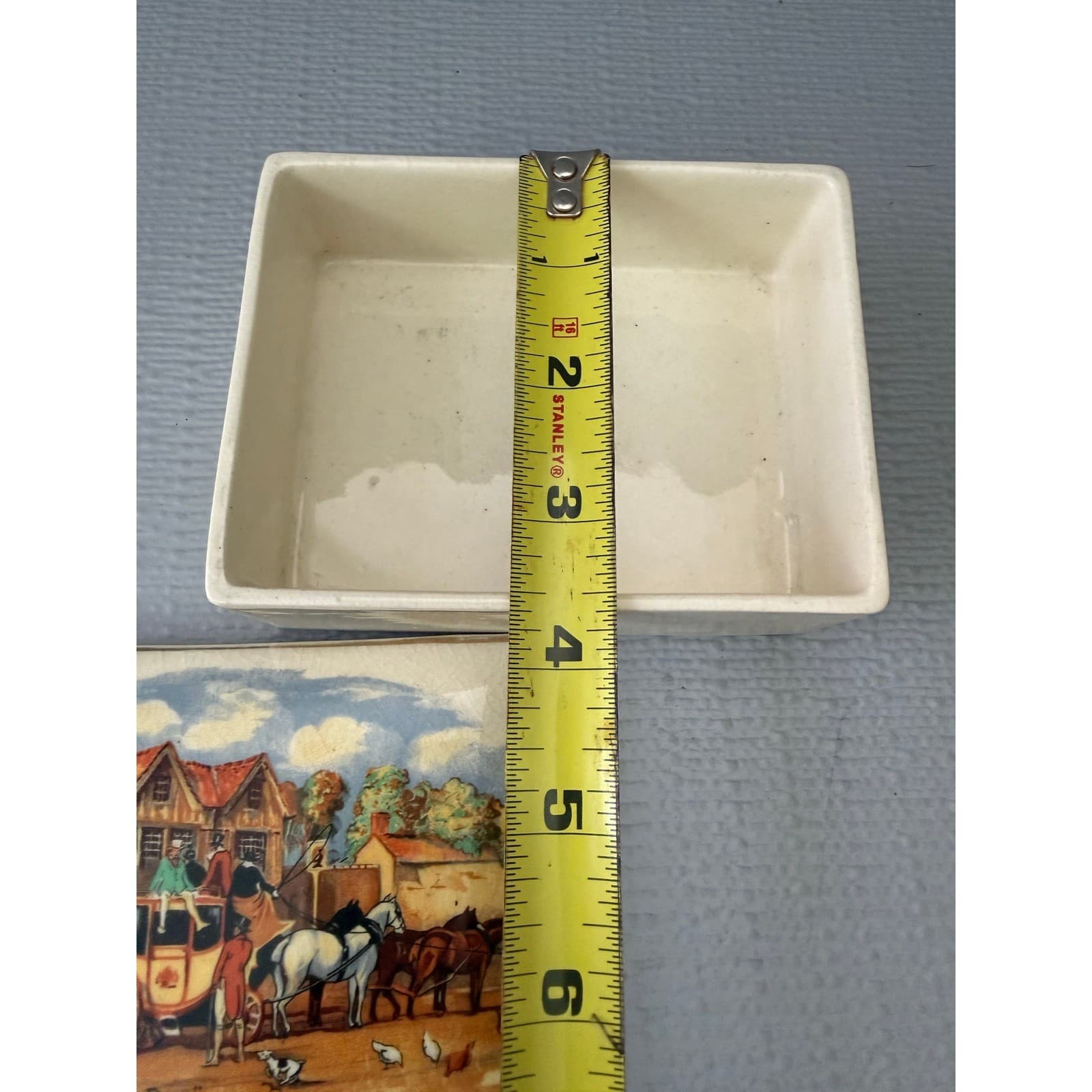 Vintage Dickens Days Ceramic Trinket Box Horse Carriage Scene Lidded Keepsake - Thumbnail 6