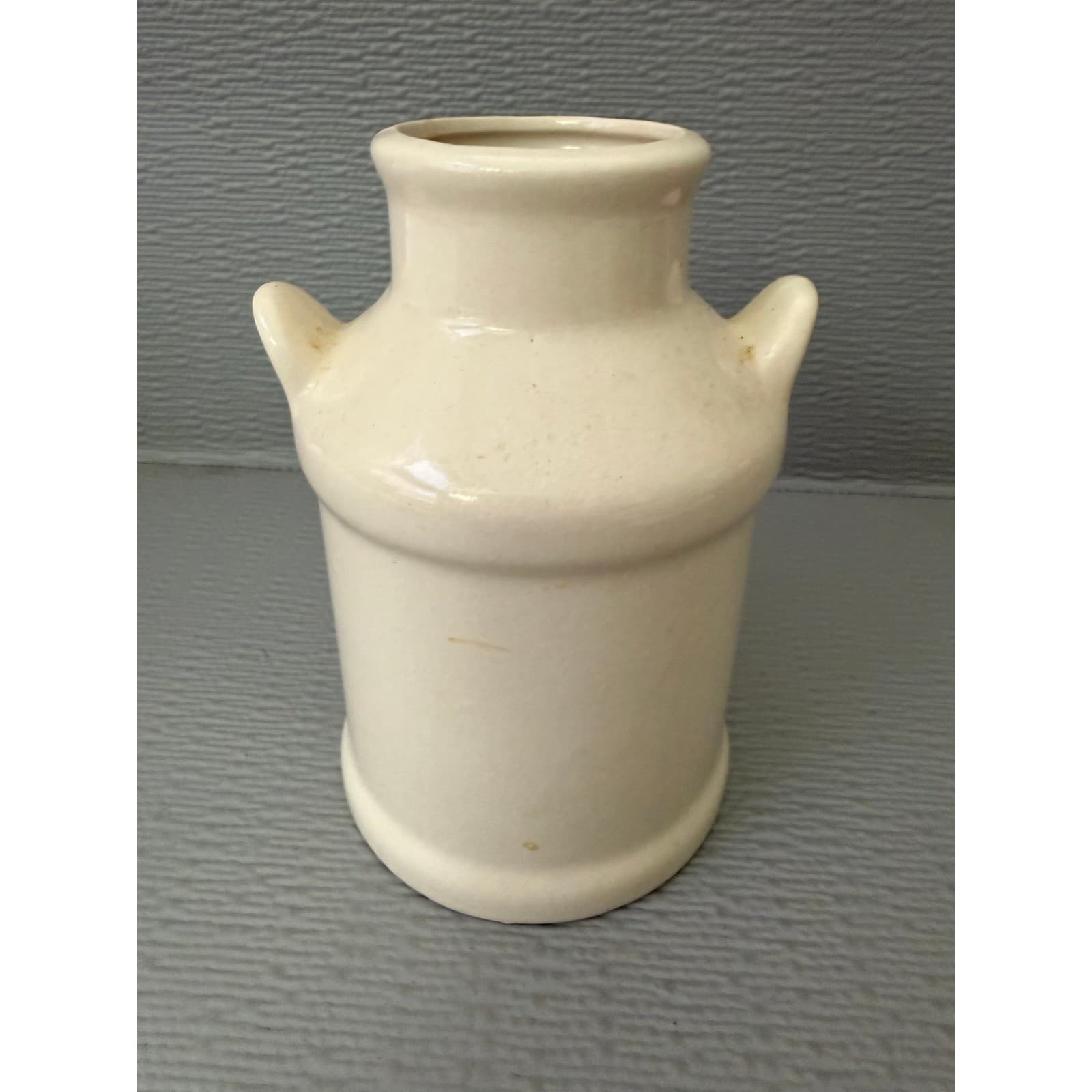 Vintage Ceramic Milk Can Vase Cream Swan Heart Farmhouse Decor 5.5 Inch - Thumbnail 2