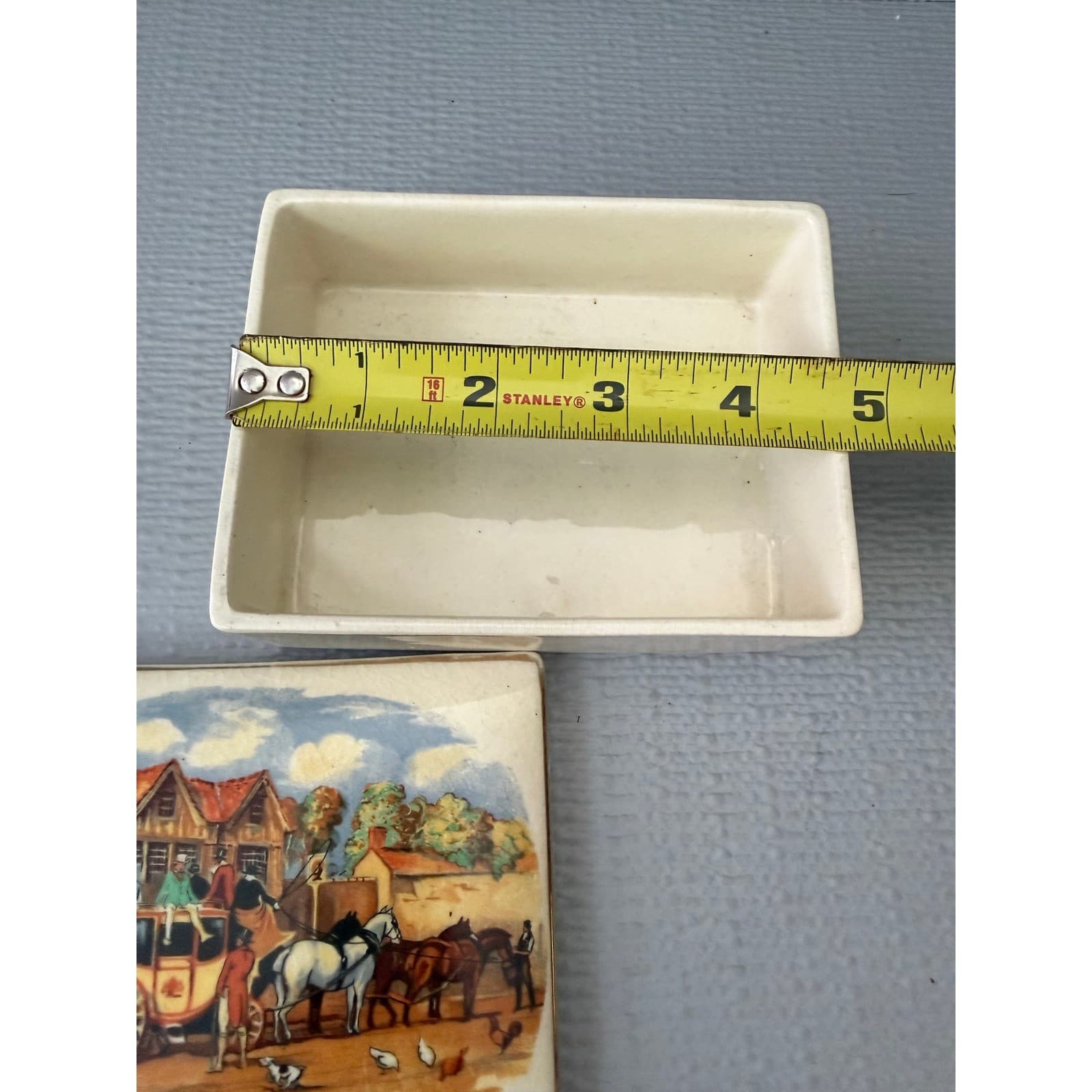 Vintage Dickens Days Ceramic Trinket Box Horse Carriage Scene Lidded Keepsake - Thumbnail 5