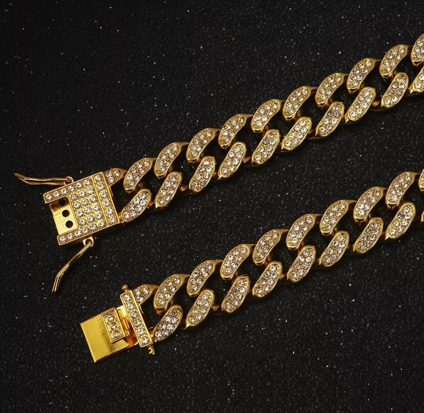 Pet Dog Cat Metal Gold Chain Diamond Cuban Link Collar Luxury Necklace Bling 12” - Thumbnail 3