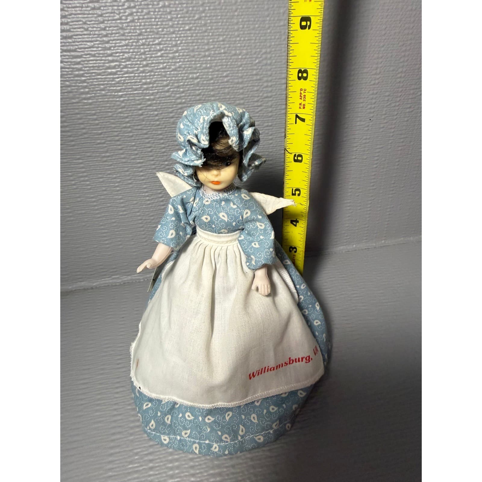 Vintage Handmade Gambina Doll Williamsburg VA Colonial Blue Paisley Dress - Thumbnail 10