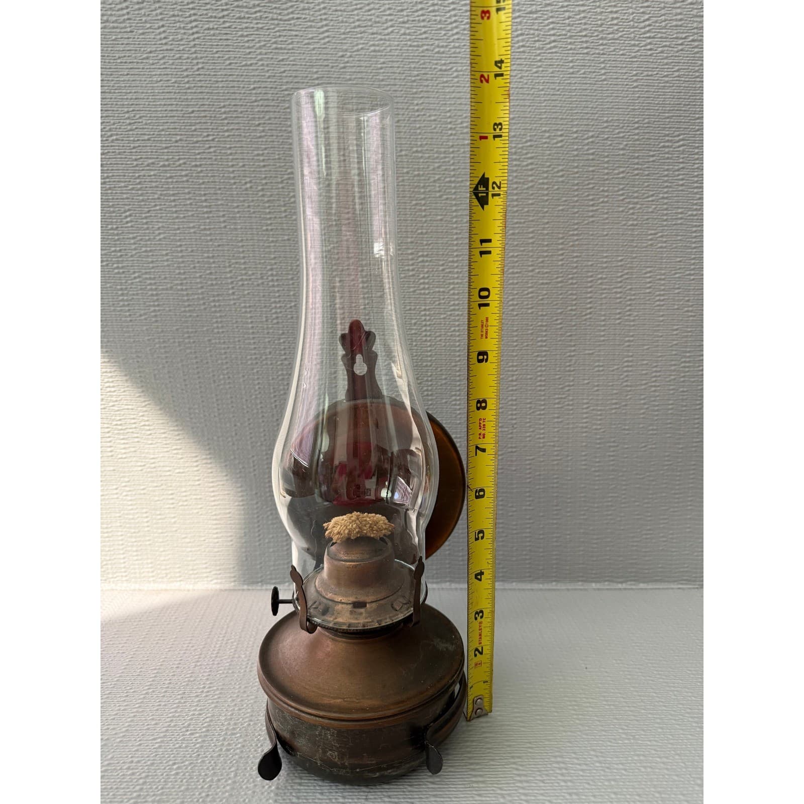 Vintage Lamplight Farms Copper Tone Wall Mount Hurricane Oil Lamp with Chimney - Thumbnail 5