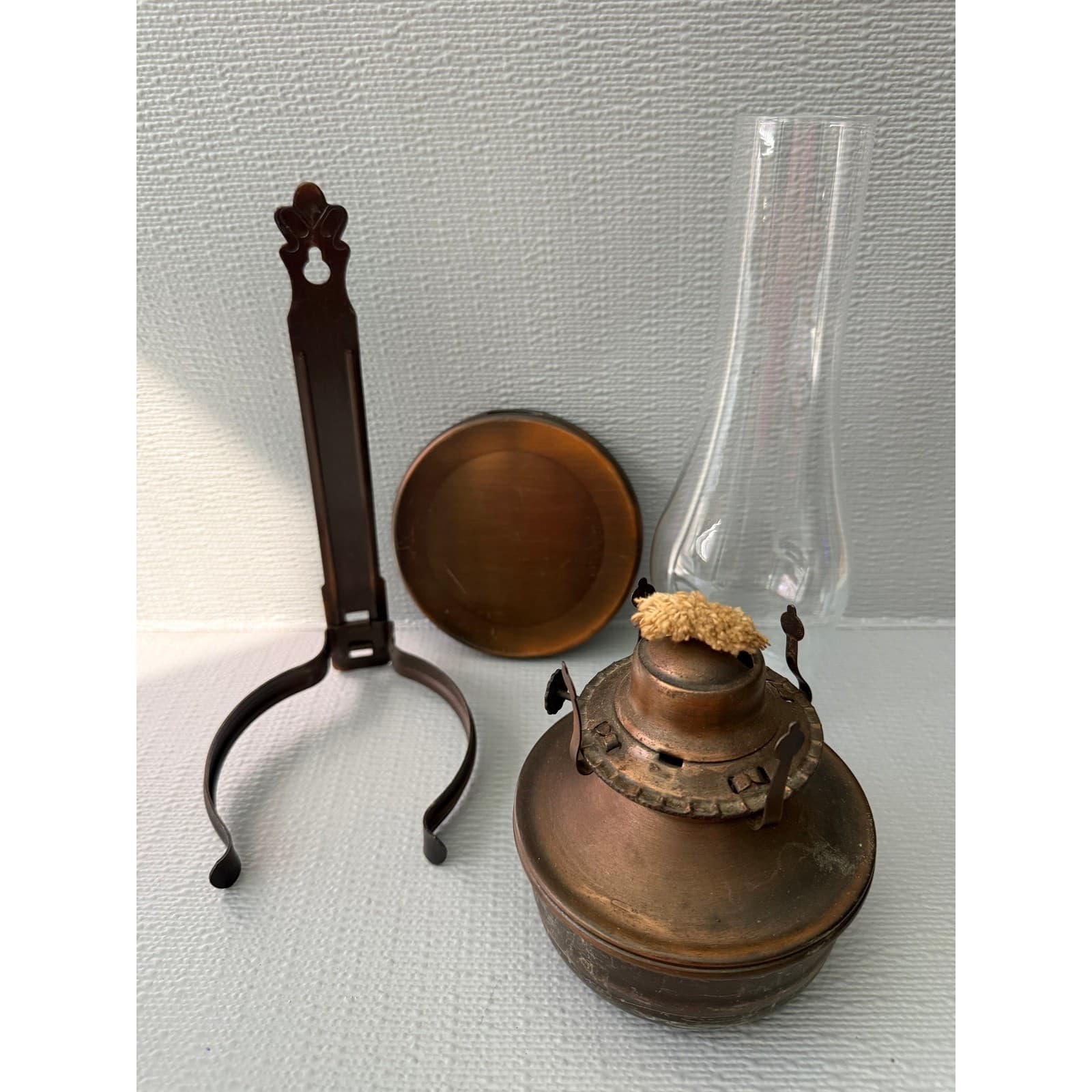 Vintage Lamplight Farms Copper Tone Wall Mount Hurricane Oil Lamp with Chimney - Thumbnail 3