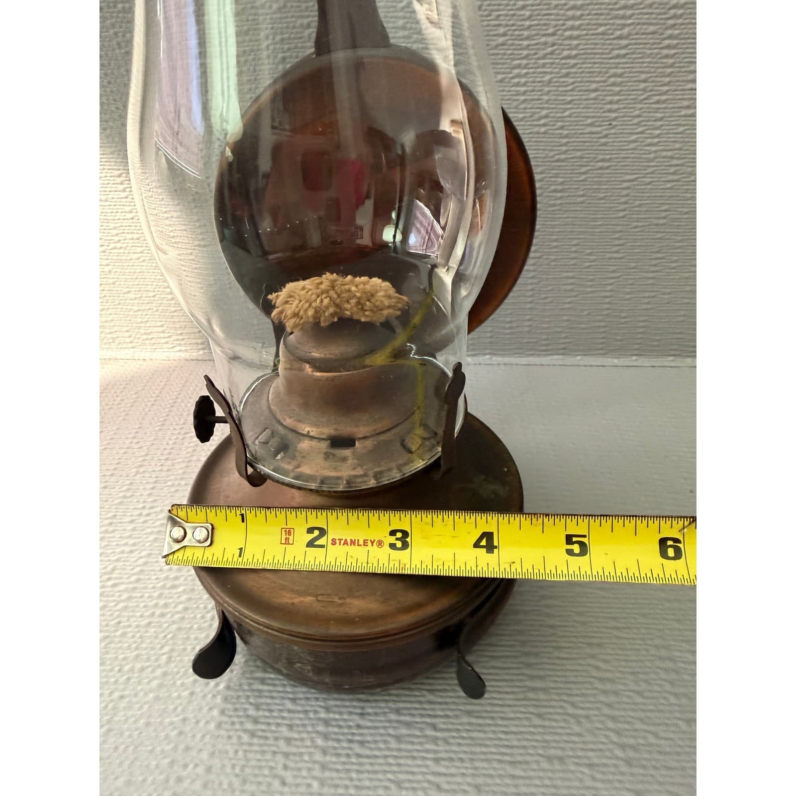 Vintage Lamplight Farms Copper Tone Wall Mount Hurricane Oil Lamp with Chimney - Thumbnail 6