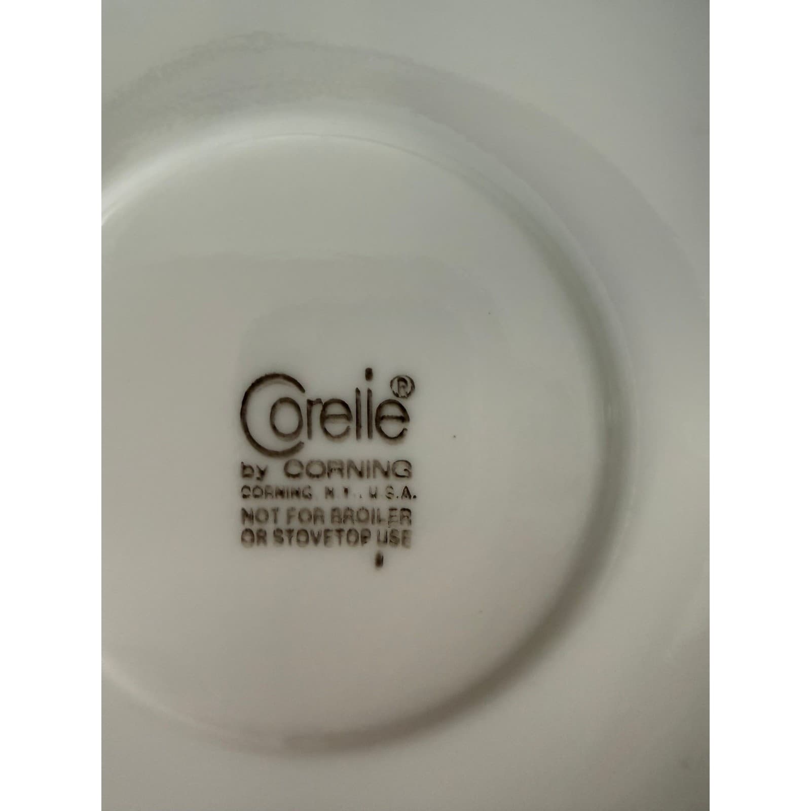 Corelle by Corning Gingerbread Brown Rim White Saucer Plates Set of 6 Vintage - Thumbnail 3
