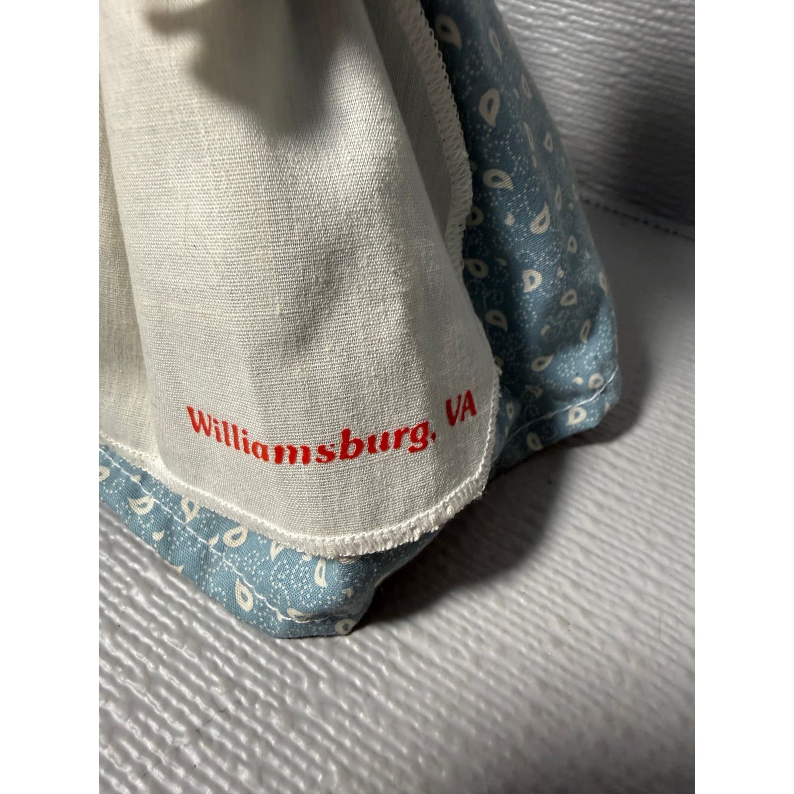 Vintage Handmade Gambina Doll Williamsburg VA Colonial Blue Paisley Dress - Thumbnail 4