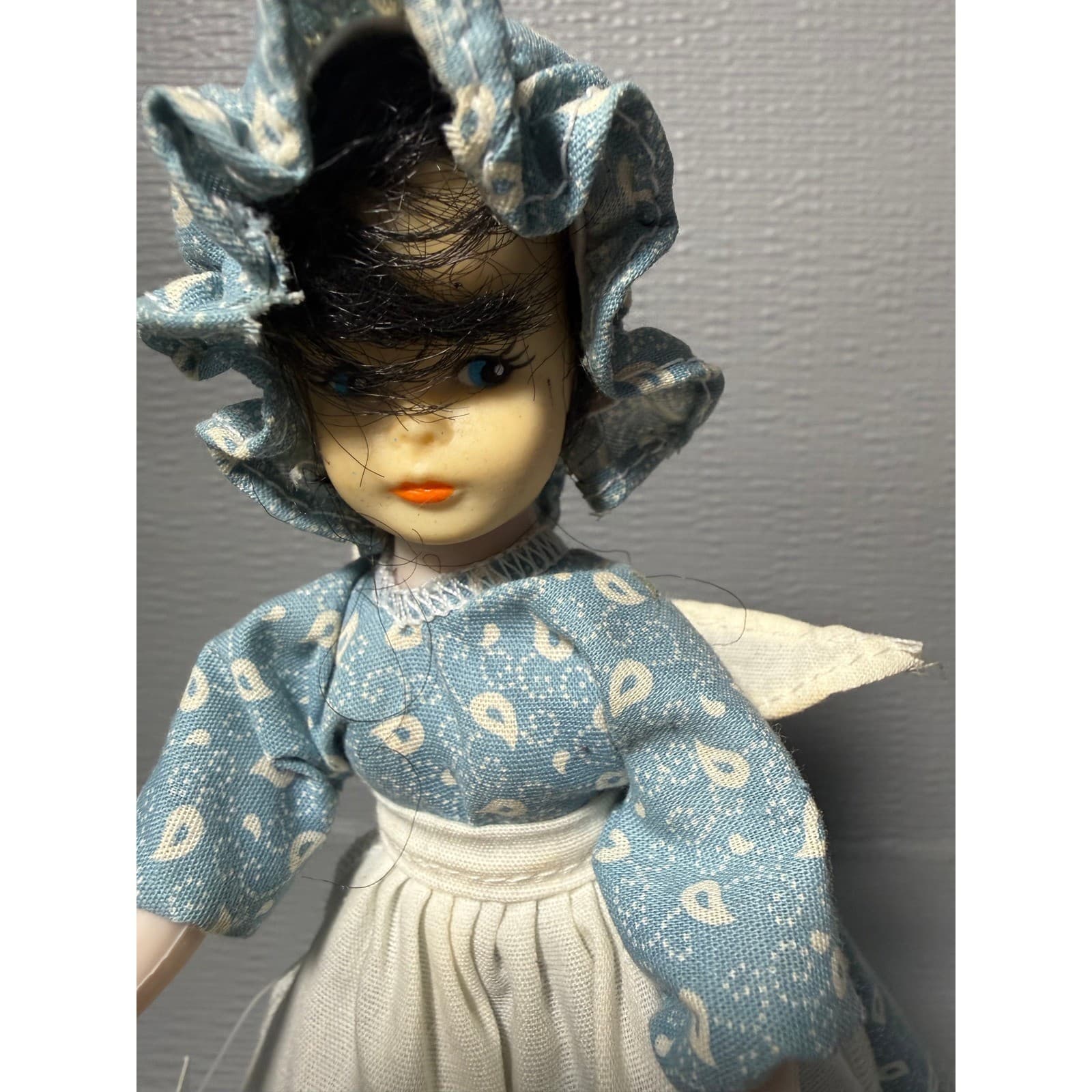 Vintage Handmade Gambina Doll Williamsburg VA Colonial Blue Paisley Dress - Thumbnail 5