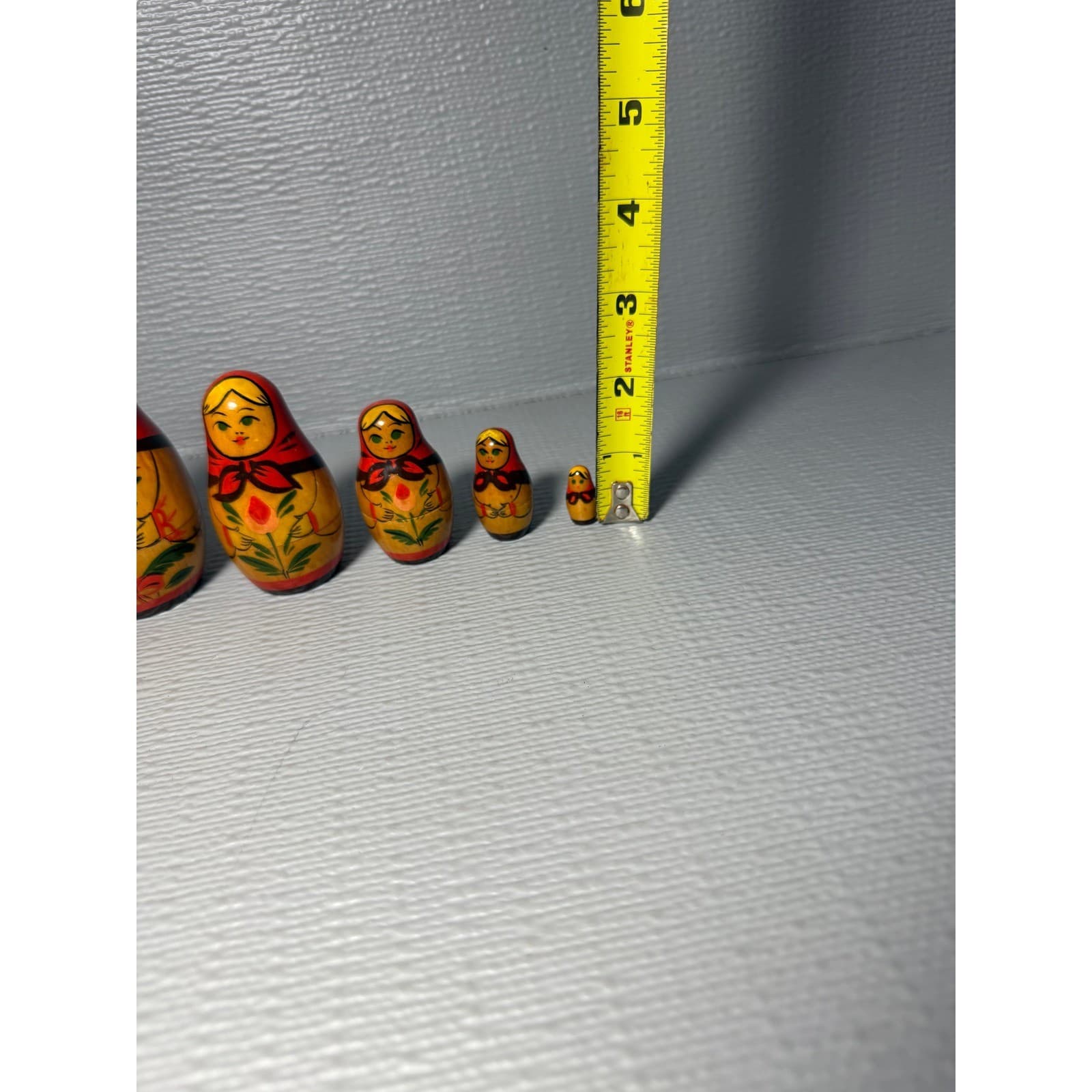 Vintage Russian Matryoshka Nesting Dolls Set 6 Piece Hand Painted Wood Folk Art - Thumbnail 19