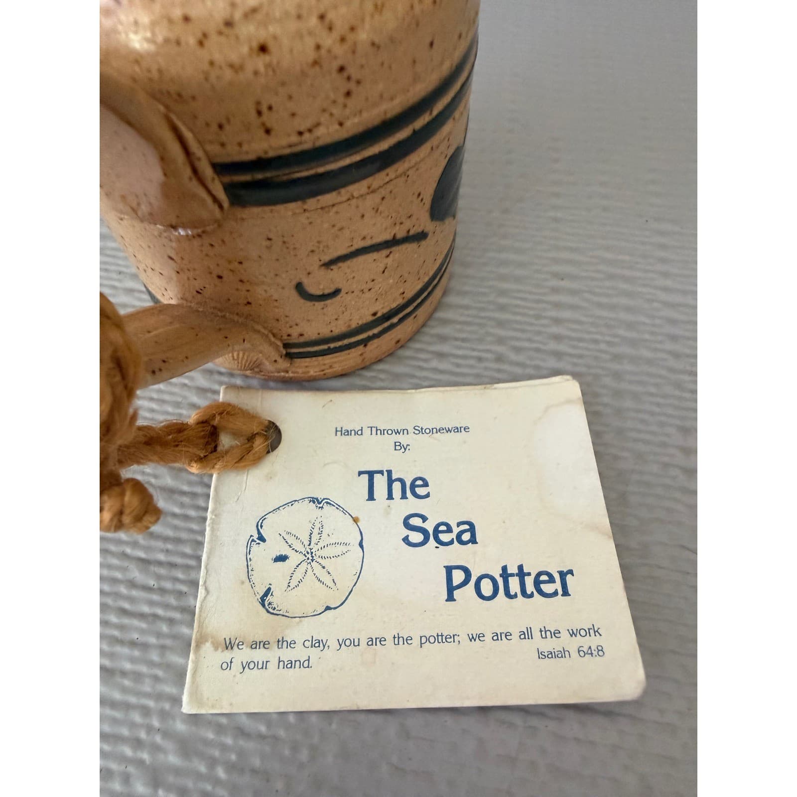 The Sea Potter Hand Thrown Stoneware Mini Jug Heart Speckled Tan Blue 4.5 inch - Thumbnail 6