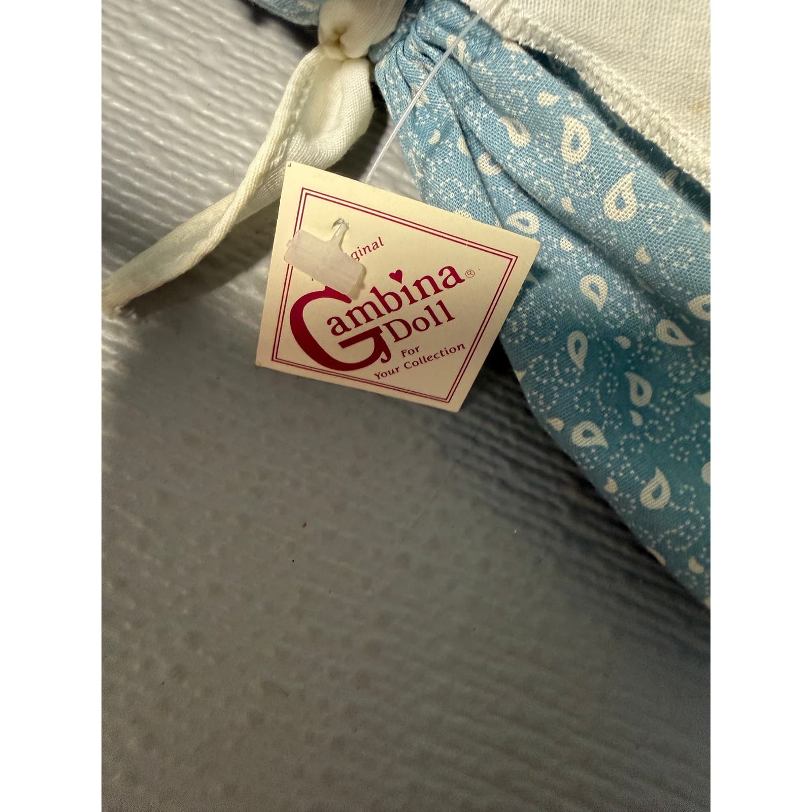 Vintage Handmade Gambina Doll Williamsburg VA Colonial Blue Paisley Dress - Thumbnail 8