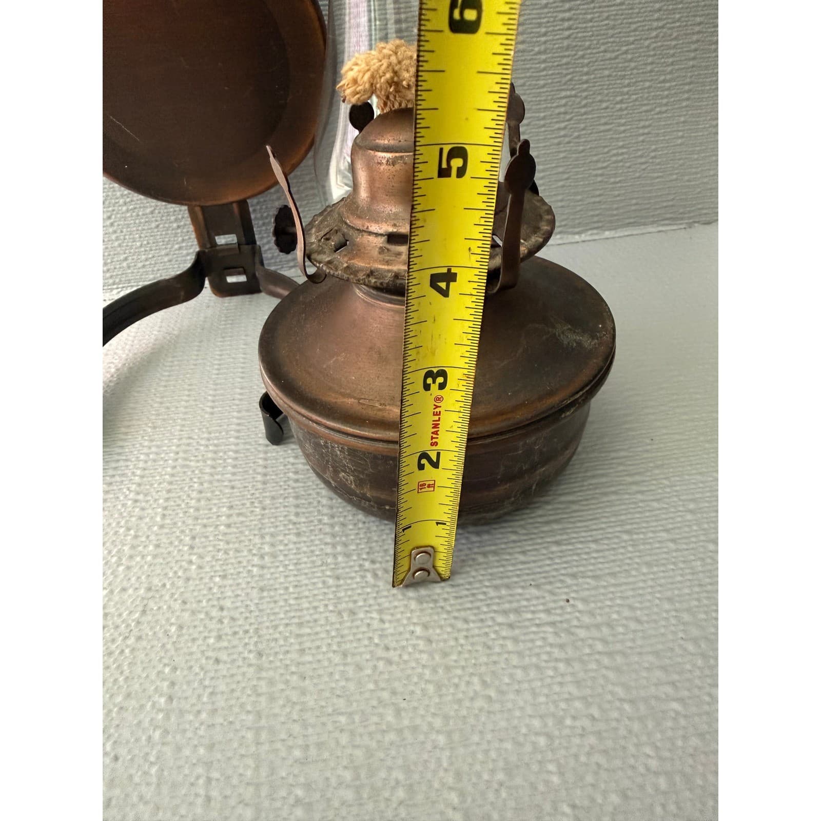 Vintage Lamplight Farms Copper Tone Wall Mount Hurricane Oil Lamp with Chimney - Thumbnail 7