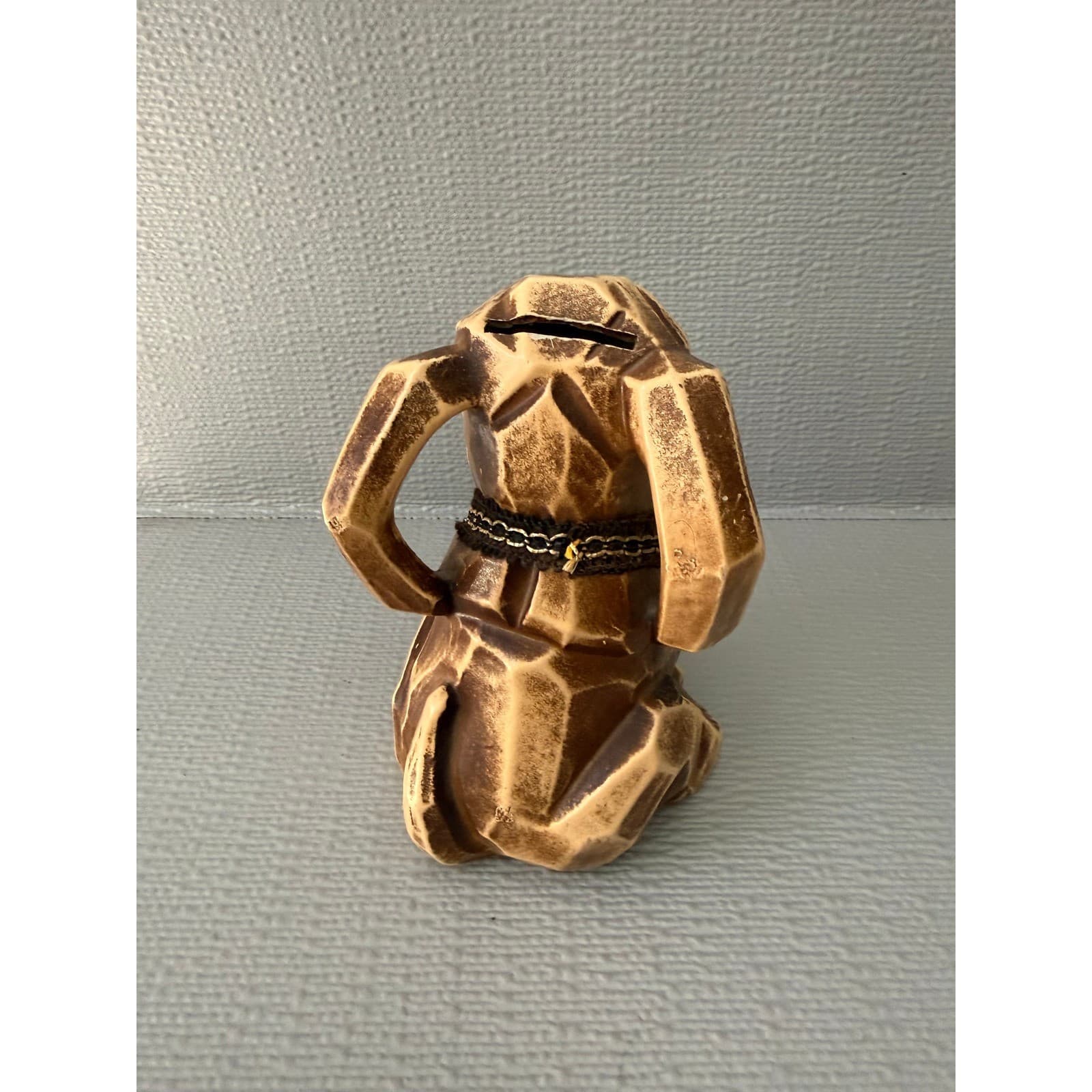 Vintage Napcoware Ceramic Dog Bank Brown Wood Look Hound Figurine - Thumbnail 3