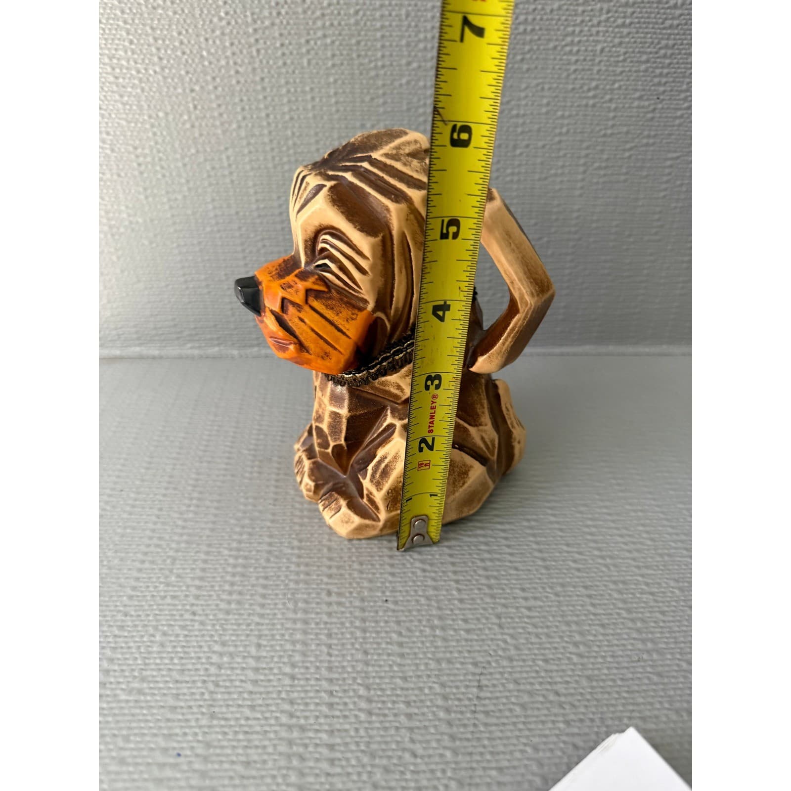 Vintage Napcoware Ceramic Dog Bank Brown Wood Look Hound Figurine - Thumbnail 8