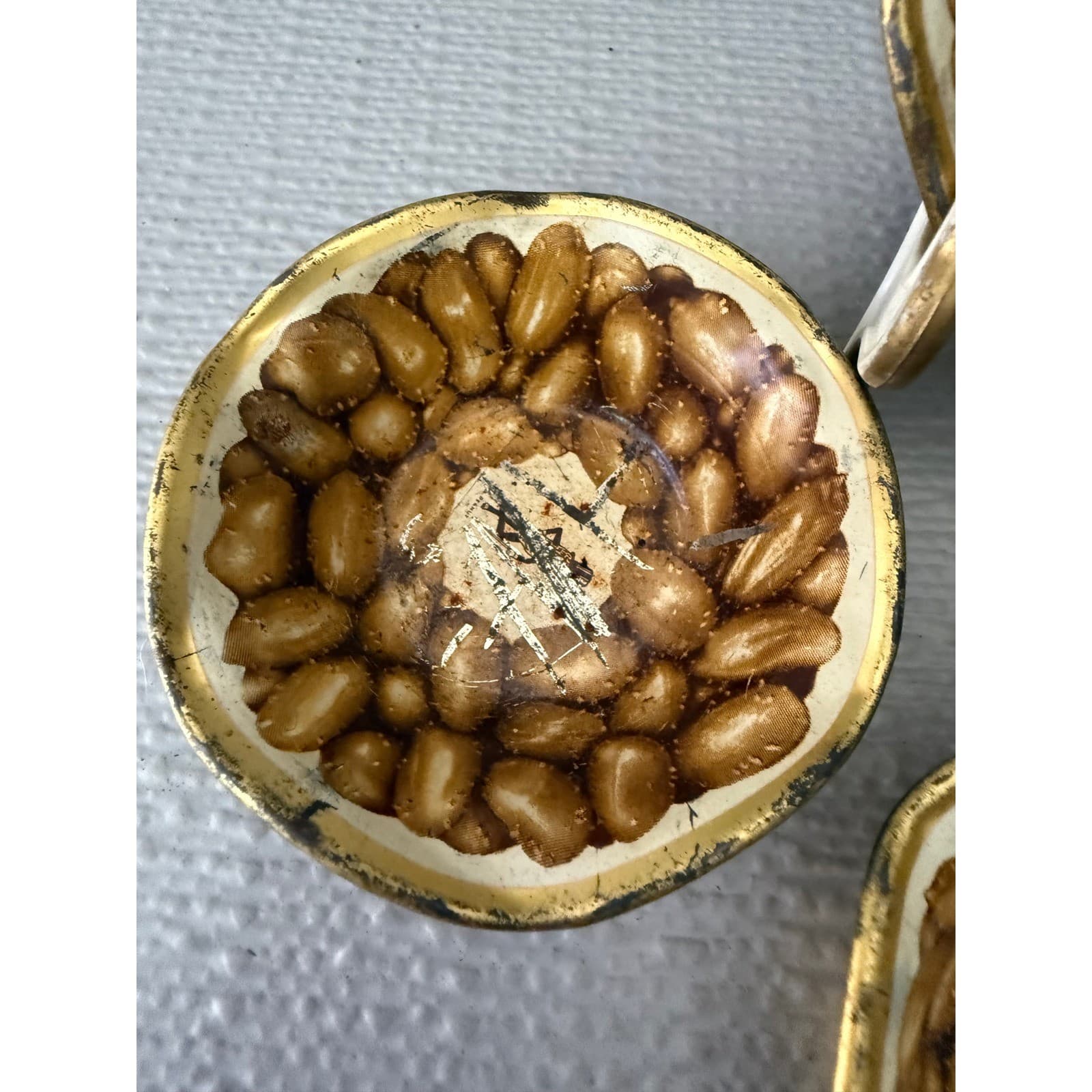 Vintage Planters Mr Peanut Metal Nut Dishes Set of 4 Gold Tone Made in USA - Thumbnail 3