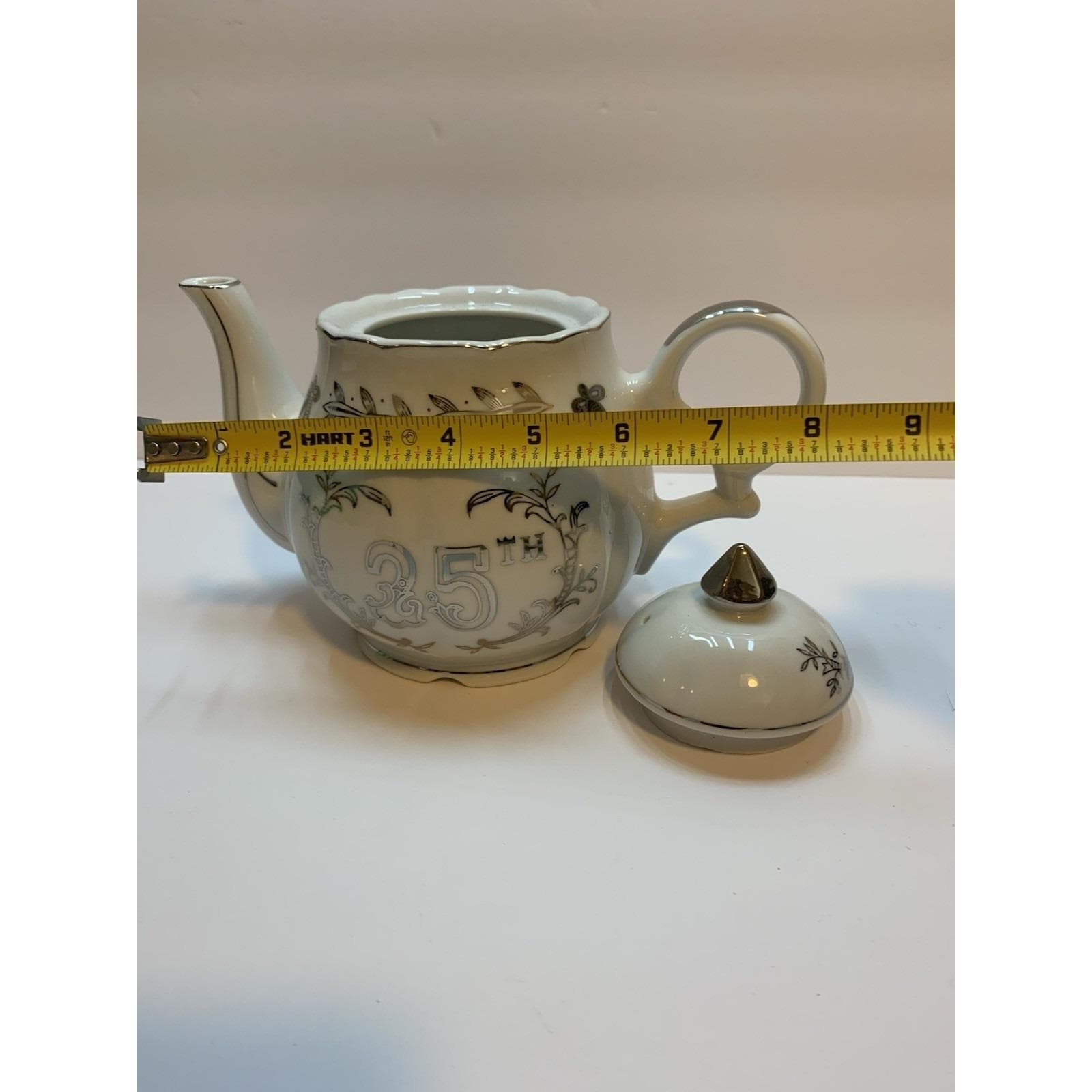 Lefton 25th Anniversary Musical Teapot Porcelain Silver Trim Made in Japan - Thumbnail 6