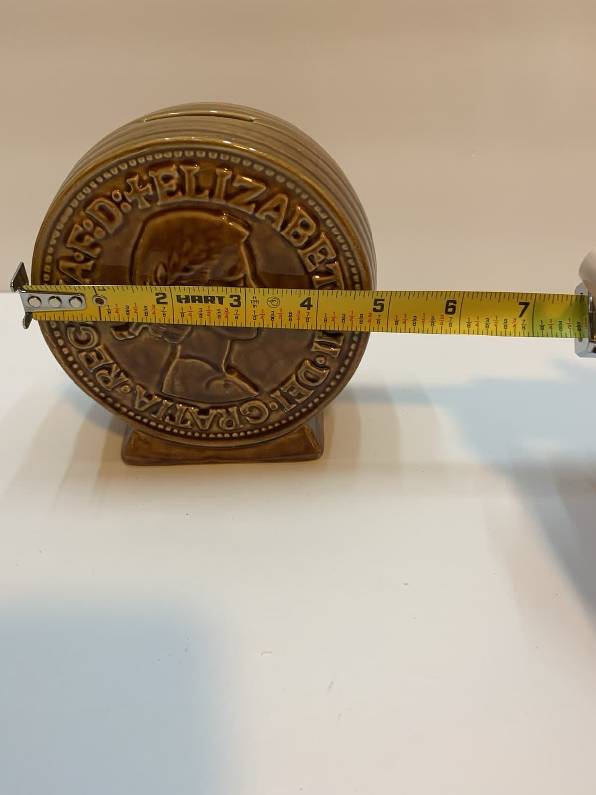 1966 British Large Cent Penny Ceramic Coin Bank Collector Queen Elizabeth II - Thumbnail 5