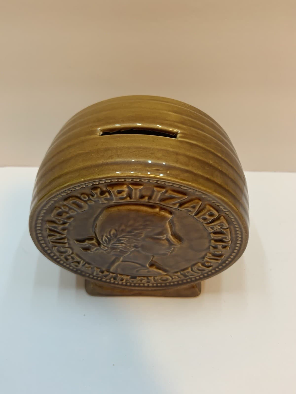 1966 British Large Cent Penny Ceramic Coin Bank Collector Queen Elizabeth II - Thumbnail 3