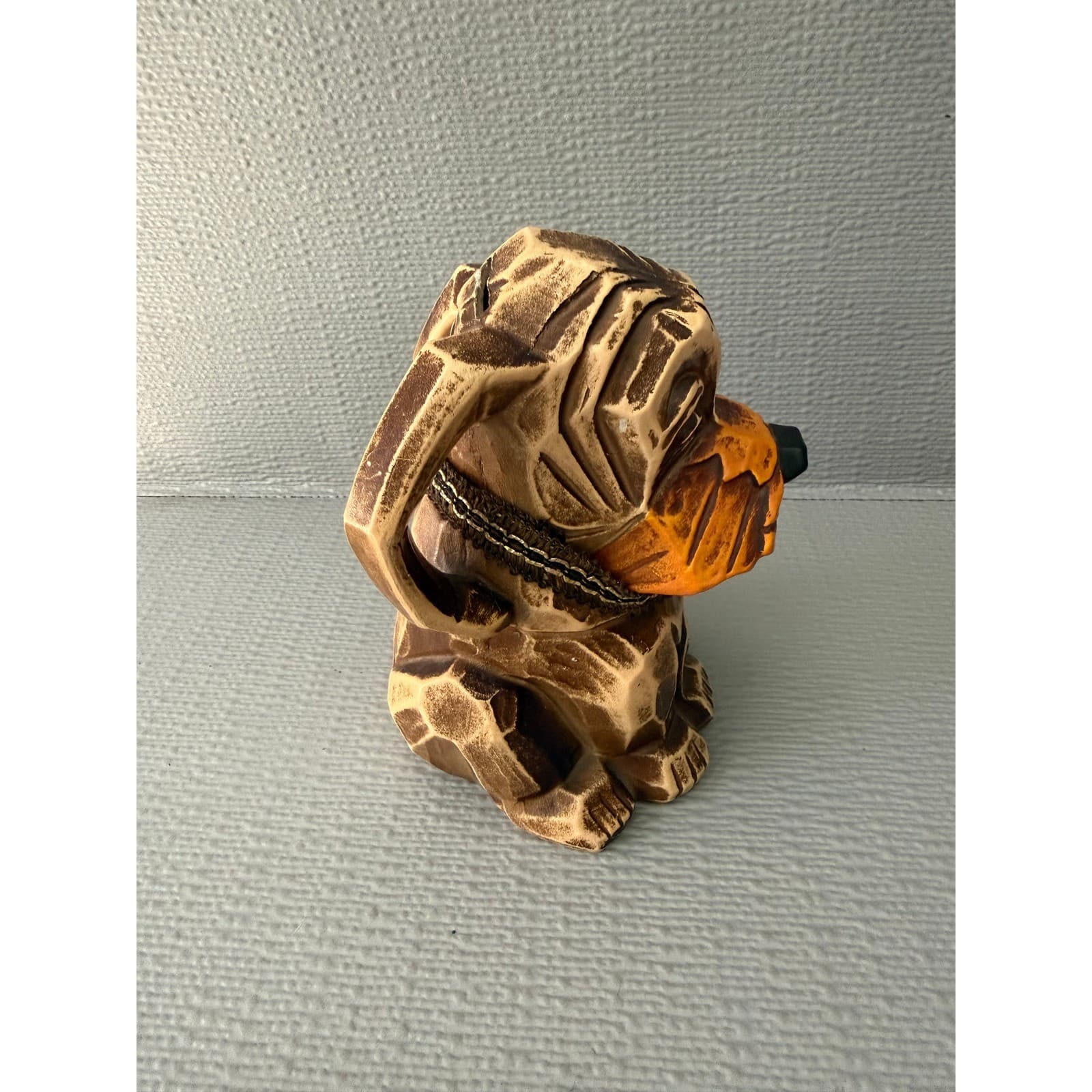 Vintage Napcoware Ceramic Dog Bank Brown Wood Look Hound Figurine - Thumbnail 5