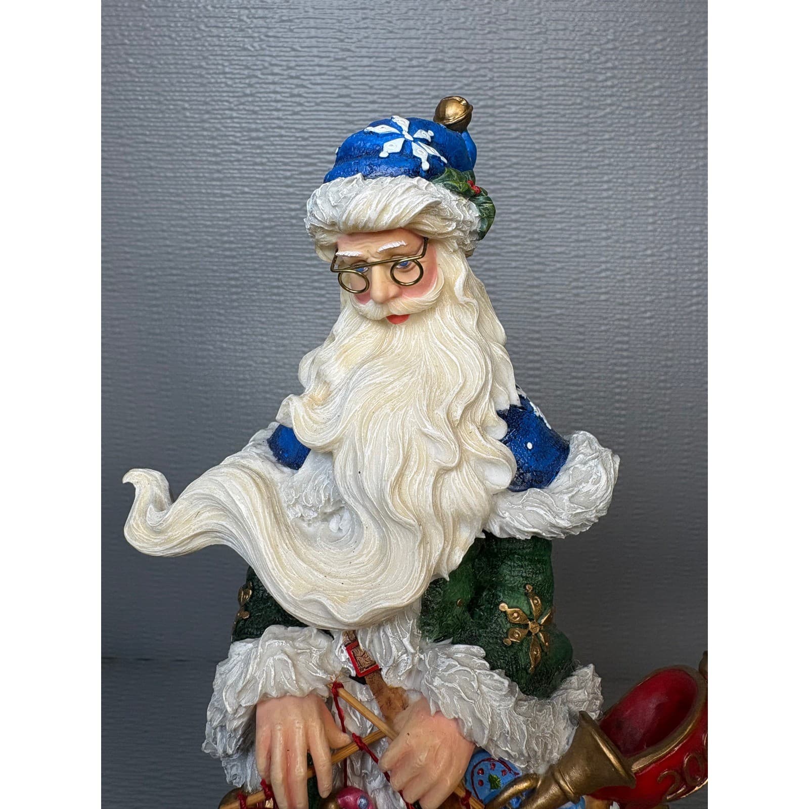 Lenox Santa's Marionettes The 2007 Pencil Santa Figurine Green Blue - Thumbnail 7