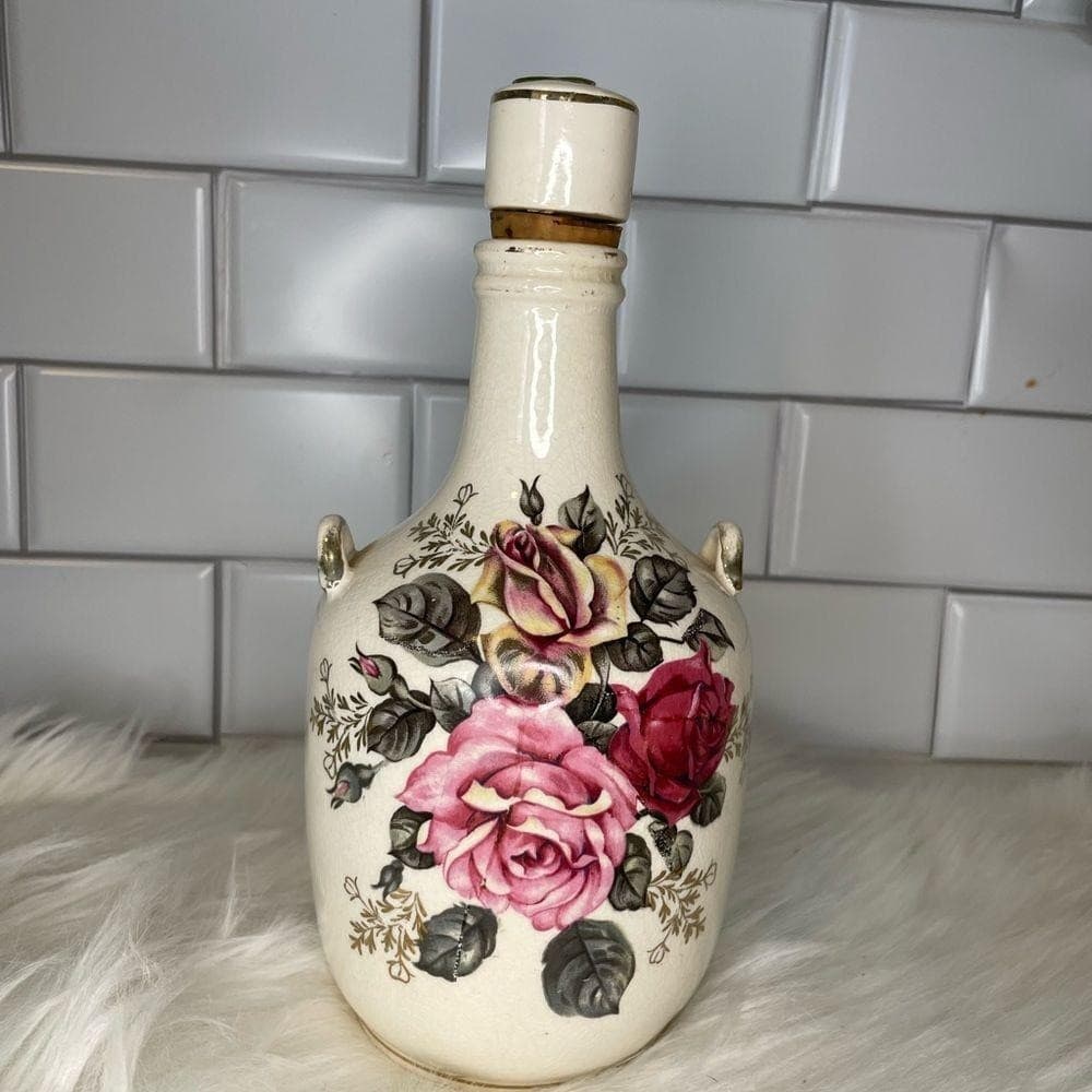 Vintage Floral decanter with cork - Thumbnail 5