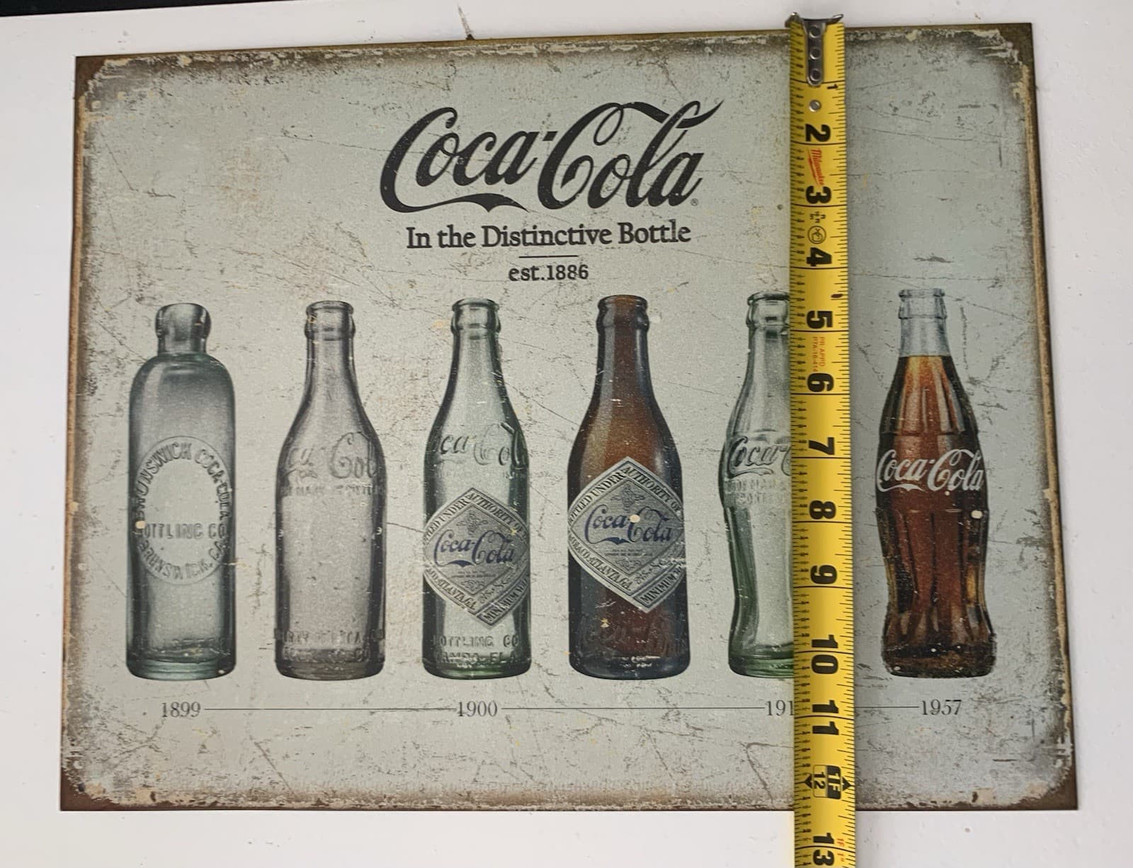 Coca Cola Bottle Evolution Advertising Distressed Vintage Style Metal Tin Sign - Thumbnail 4