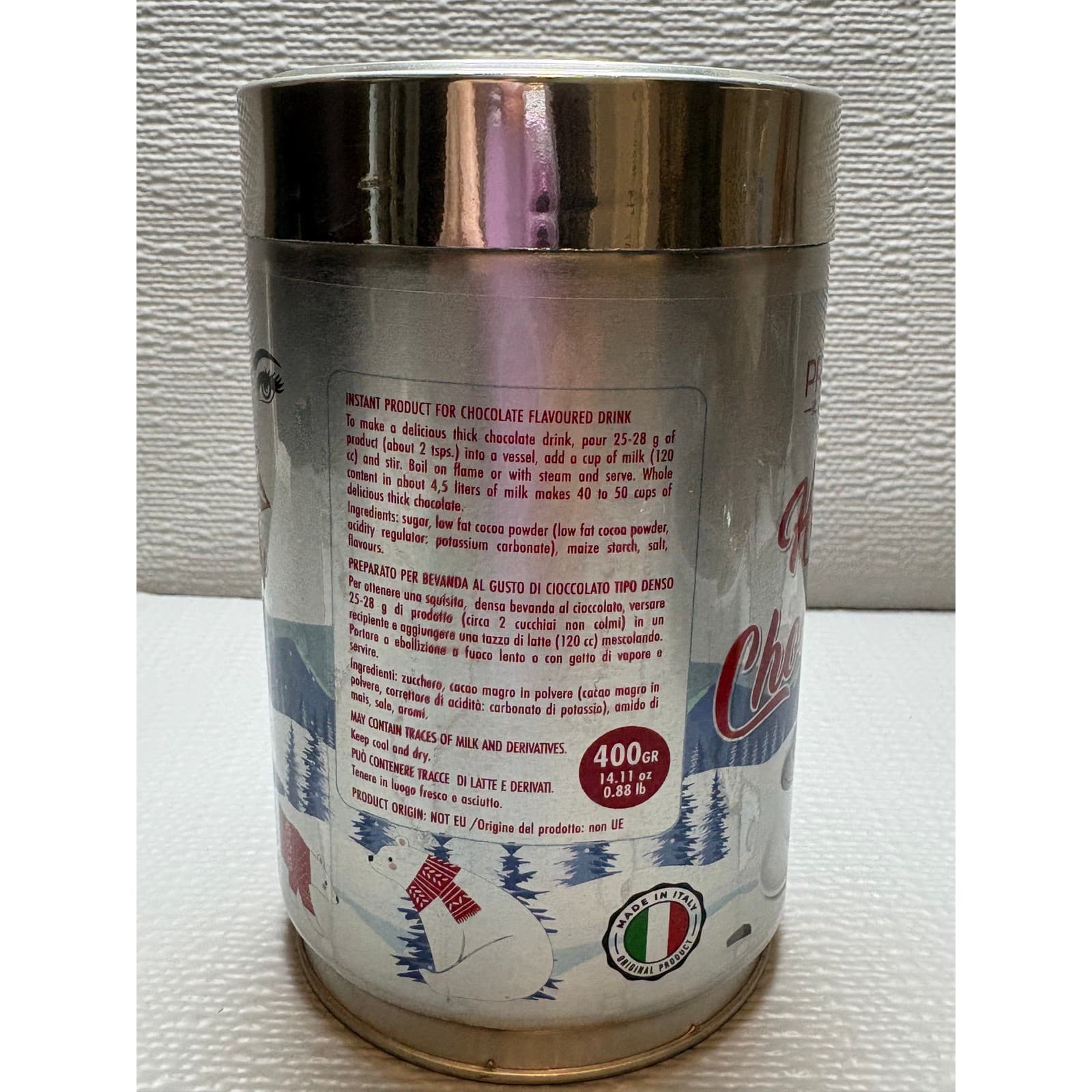 Prendi IL Caffe Hot Chocolate Instant Drink Mix 400g Tin Made in Italy Winter - Thumbnail 3