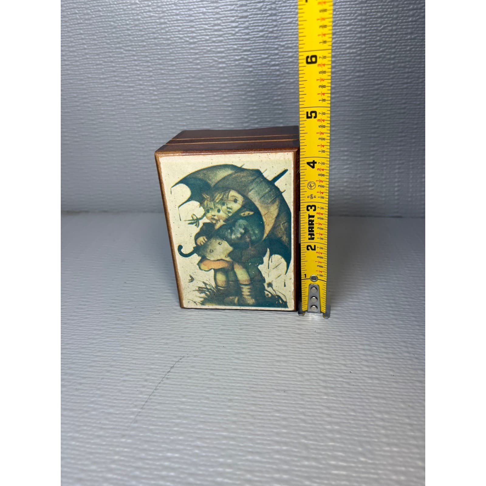 Vintage Toyo Japan Wood Music Box Children Umbrella Hummel Style Wind Up - Thumbnail 7