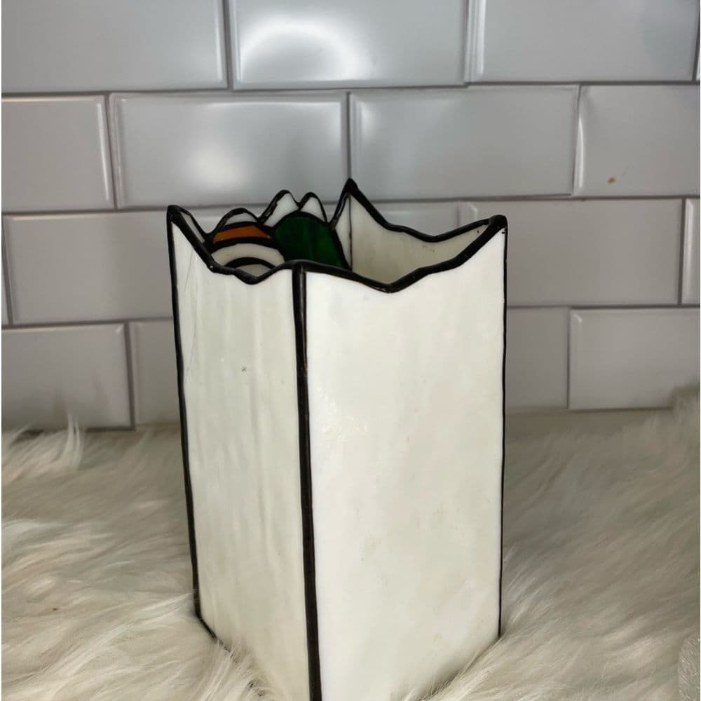 Vintage Stained Glass Santa Christmas Candle Holder - Thumbnail 9