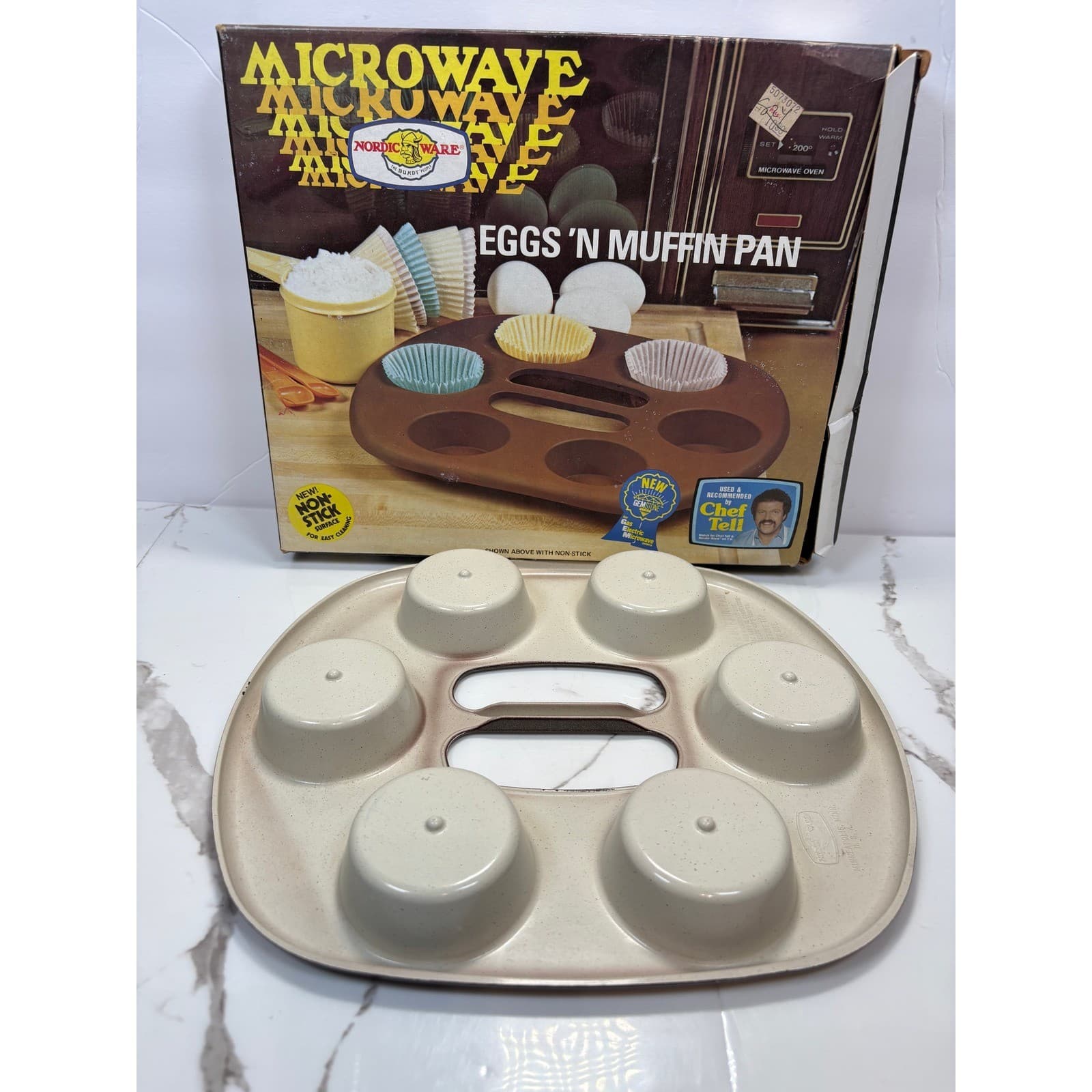 Nordic Ware Microwave Eggs N Muffin Pan Gemstone Brown 6 Cavity Vintage 11.5in - Thumbnail 4