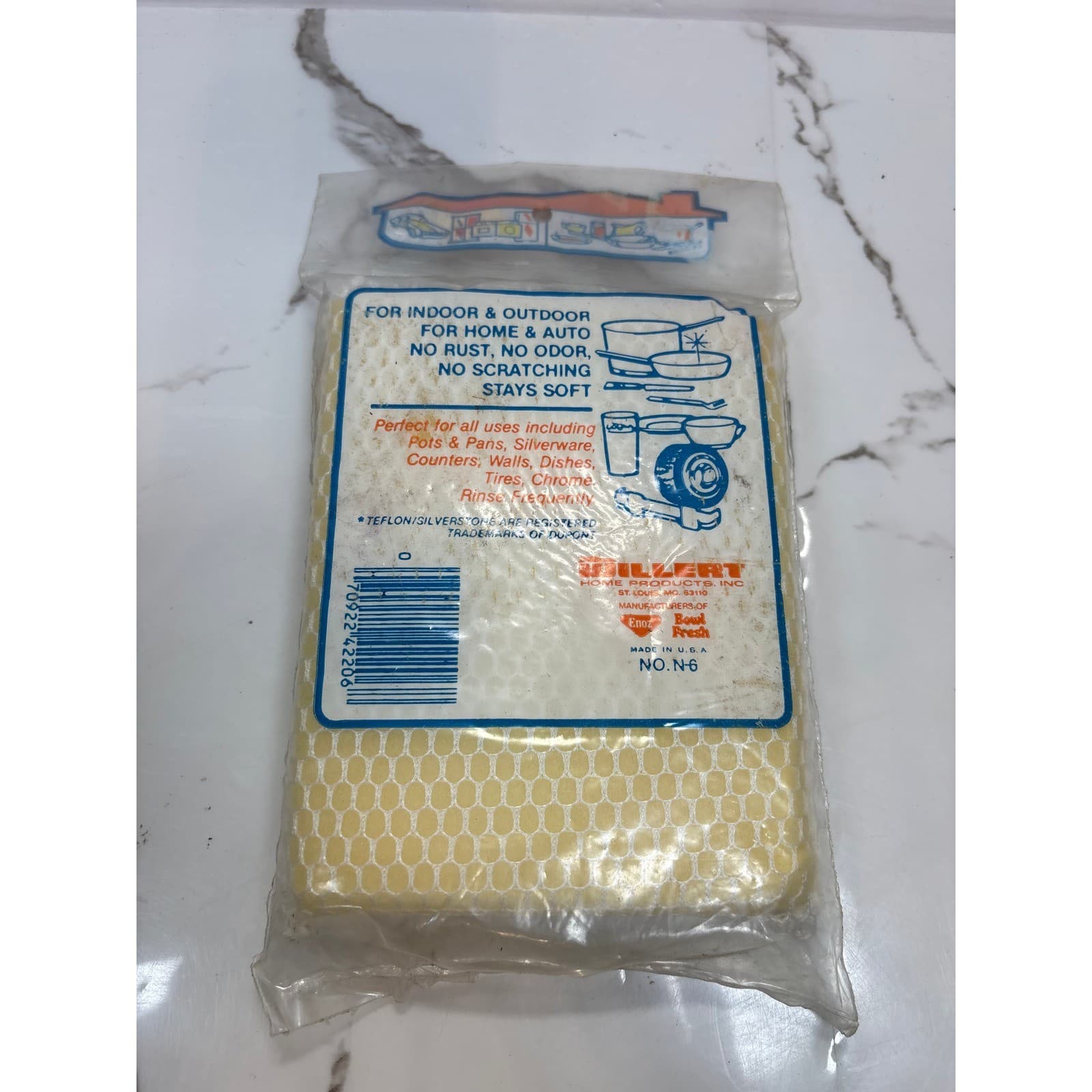 Vintage Willert Giant Safe Scour All Nylon Cleaning Pad Yellow Made in USA N6 - Thumbnail 2