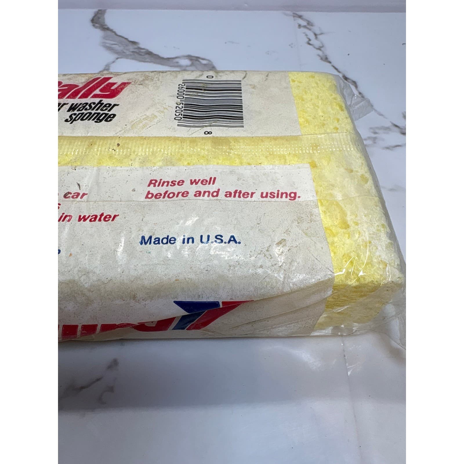 Vintage Rally Car Washer Pure Cellulose Sponge Borden Inc Made in USA Yellow - Thumbnail 3