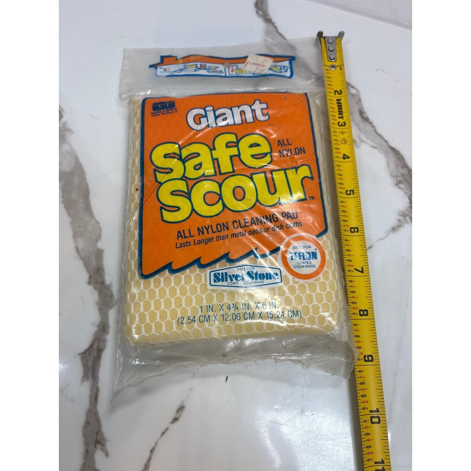 Vintage Willert Giant Safe Scour All Nylon Cleaning Pad Yellow Made in USA N6 - Thumbnail 3