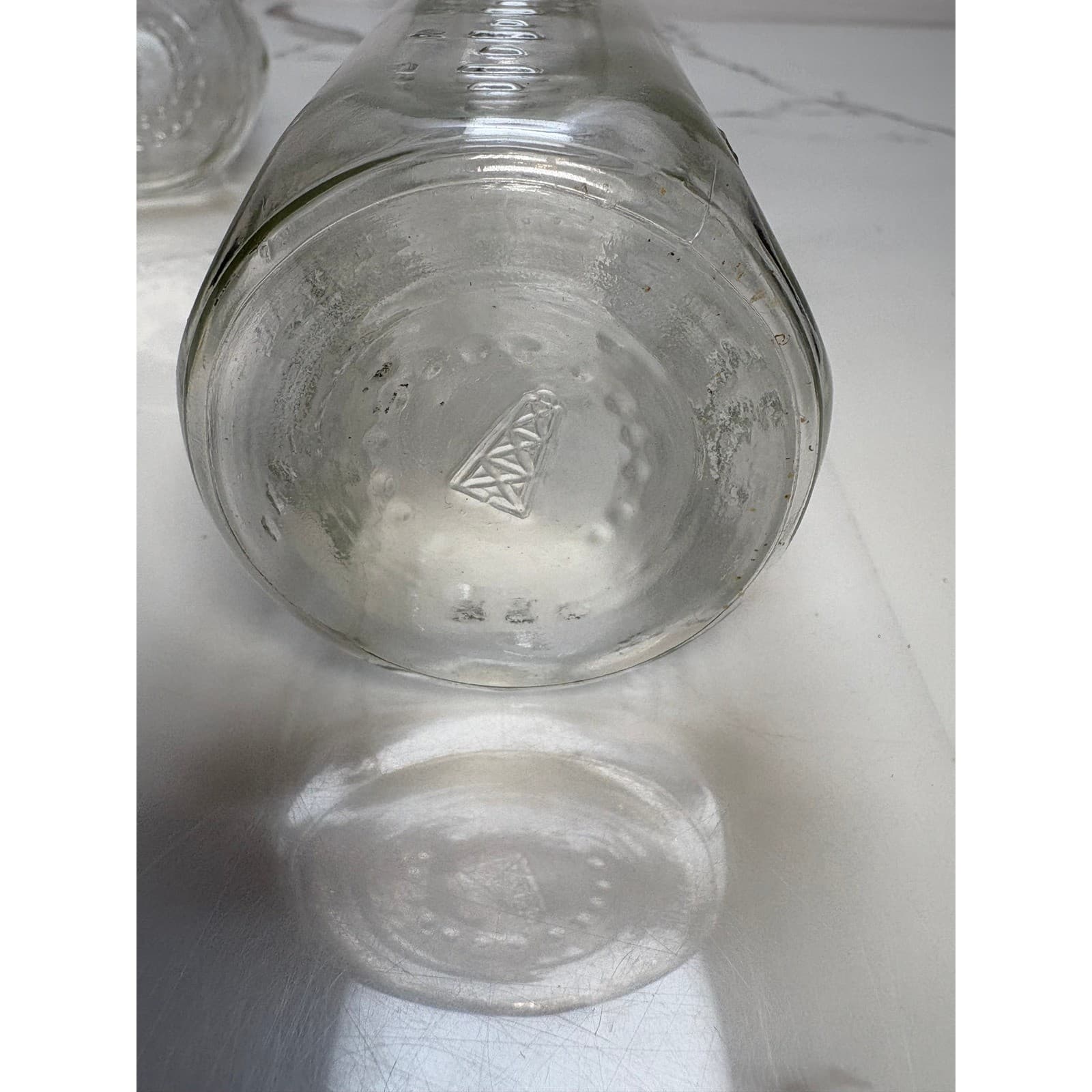 Lot of 3 Vintage Evenflo Glass Baby Bottles 8oz Hexagonal Clear Made in USA - Thumbnail 5