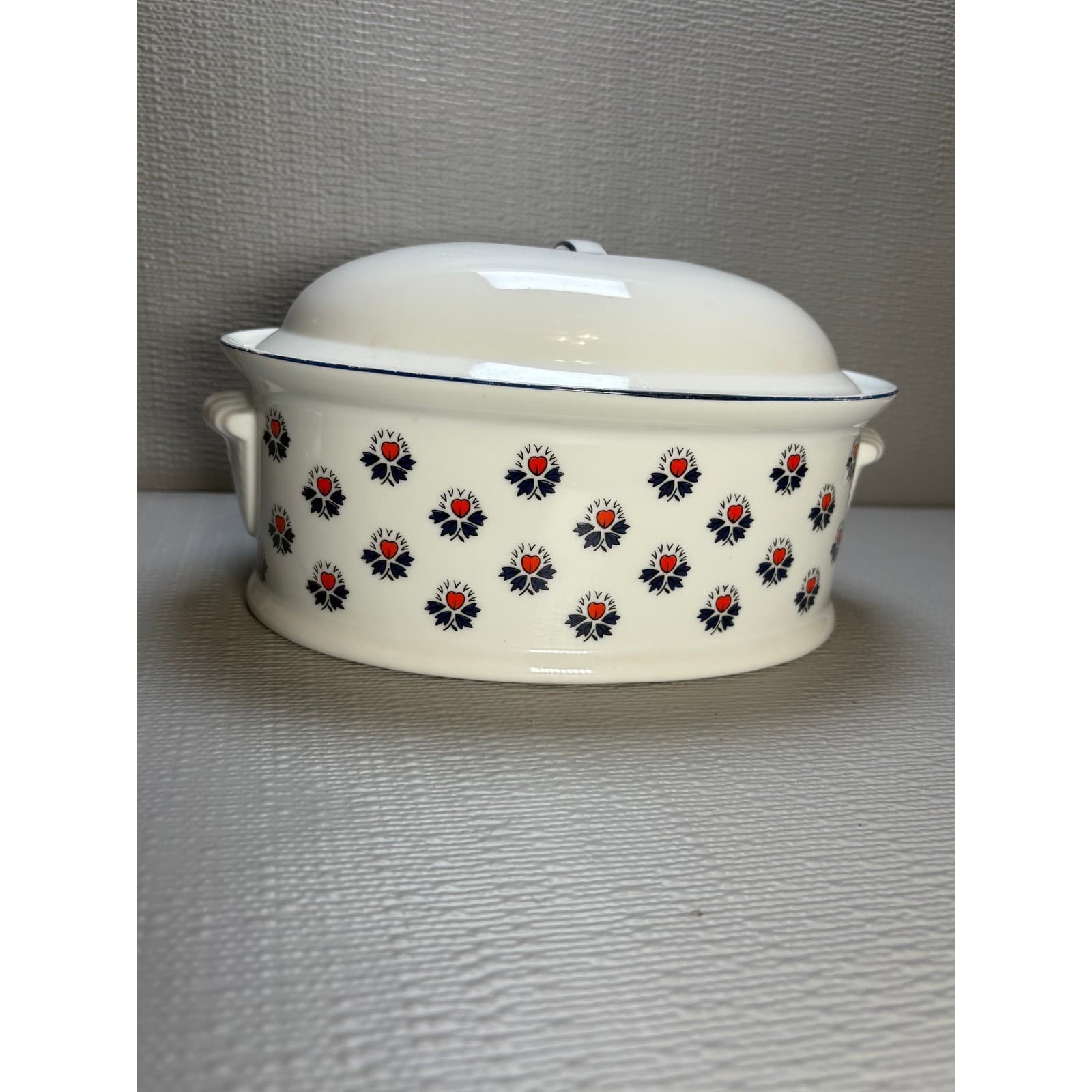 Schmid Brasserie Souleiado Print Oval Covered Casserole Dish French Provencal - Thumbnail 3