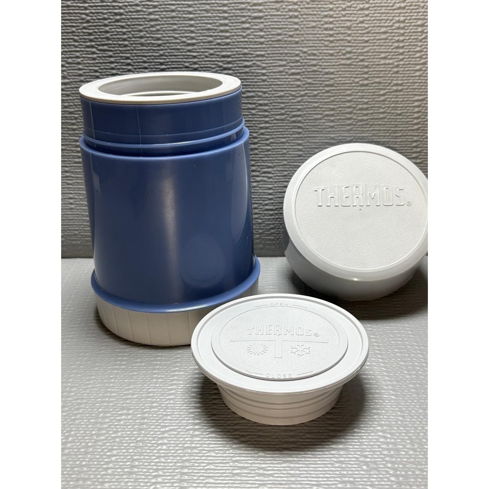 Vintage Thermos 10 oz Food Jar Blue White Glass Lined Made in Canada 70T 24F - Thumbnail 6