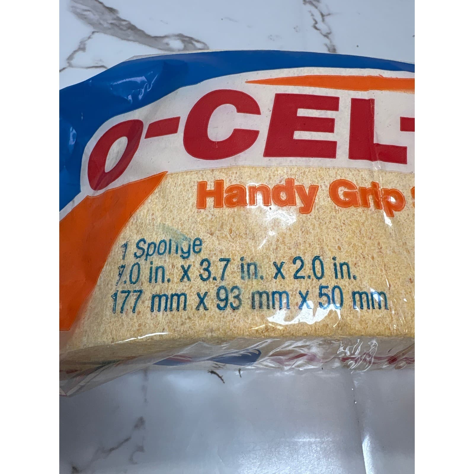 Vintage O-Cel-O Handy Grip Sponge 3M Cellulose Large Yellow New Old Stock - Thumbnail 3