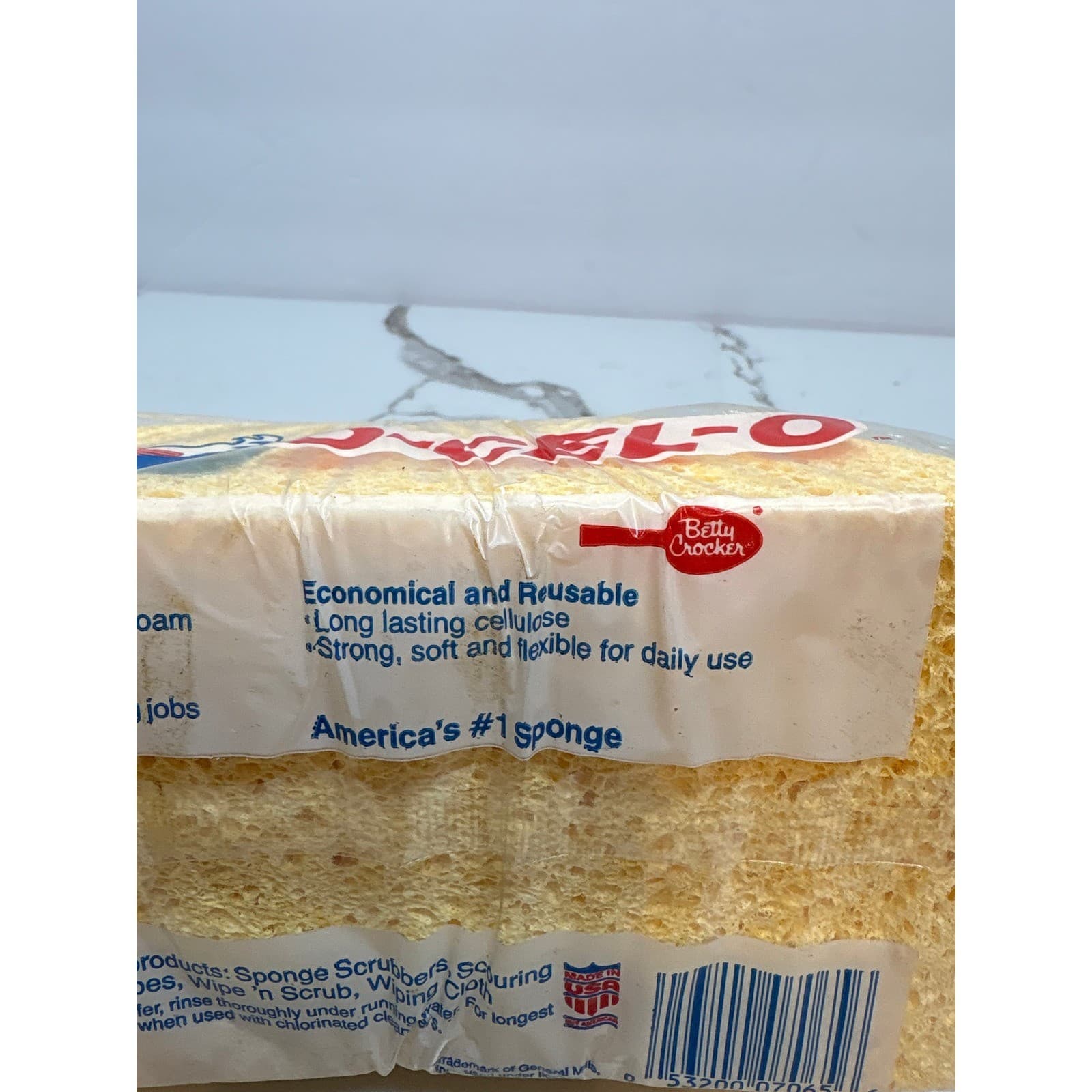 Vintage O-Cel-O Handy Grip Sponge 3M Cellulose Large Yellow New Old Stock - Thumbnail 5
