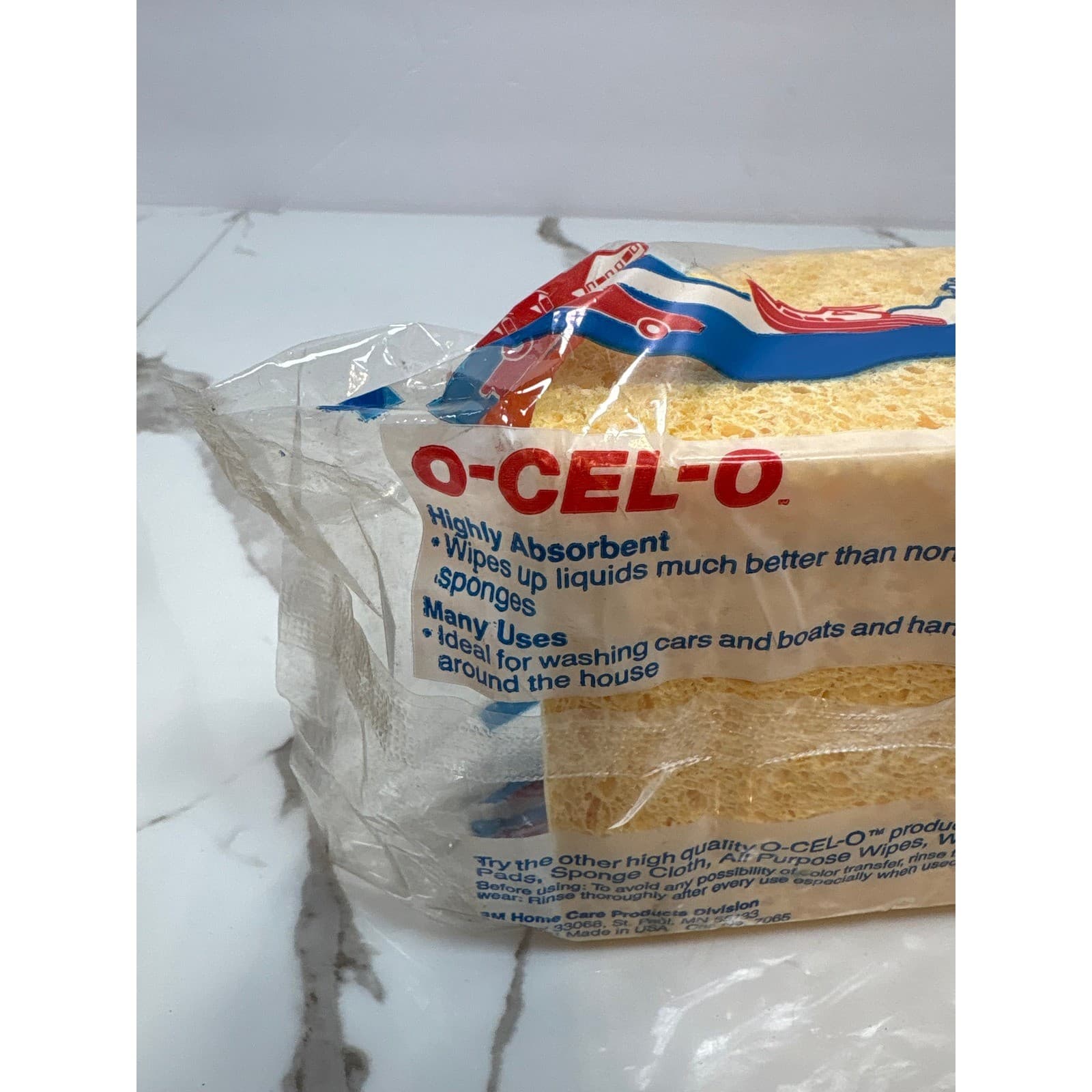 Vintage O-Cel-O Handy Grip Sponge 3M Cellulose Large Yellow New Old Stock - Thumbnail 4