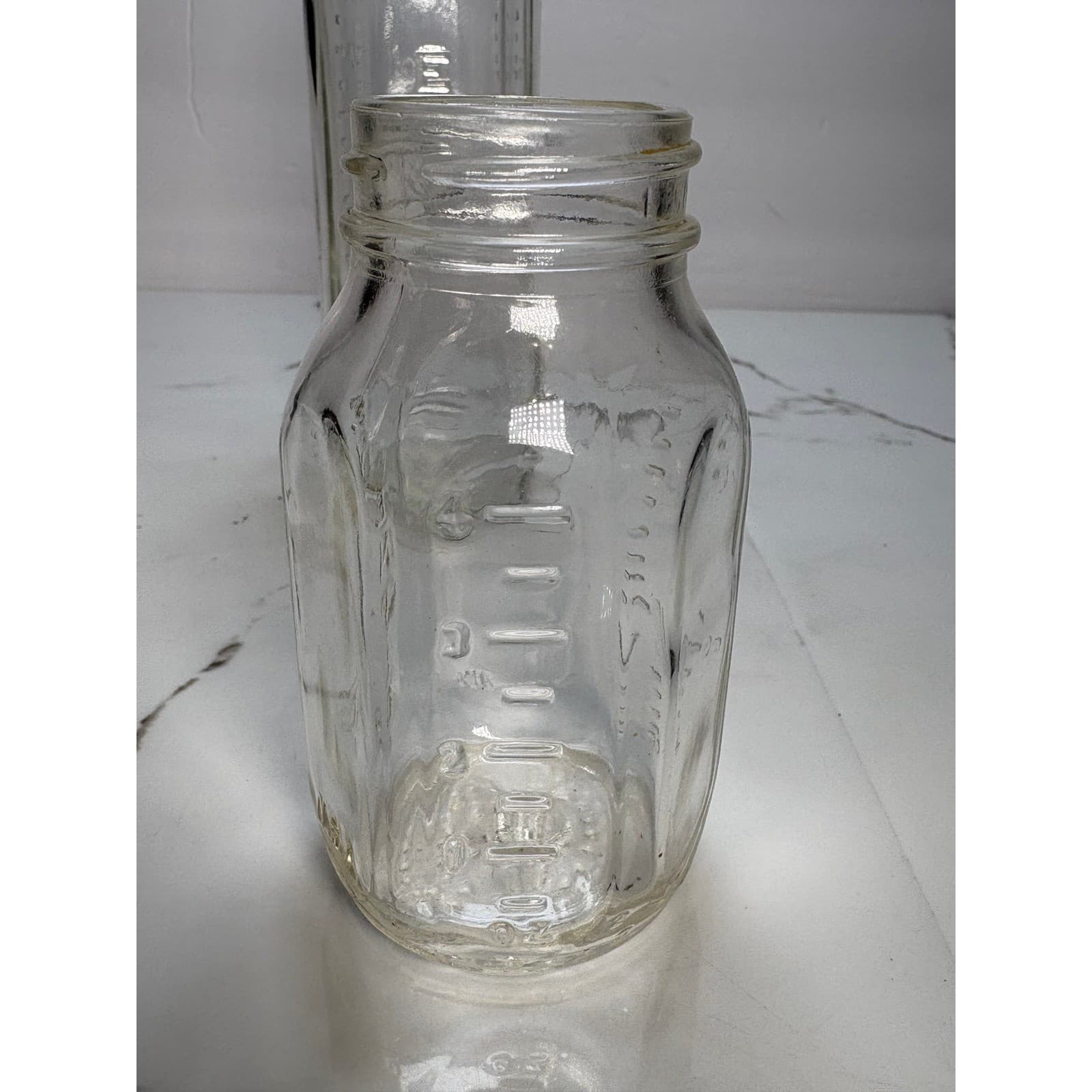 Vintage Evenflo Glass Baby Bottles Set of 2 8oz and 4oz Clear Hexagonal USA - Thumbnail 3