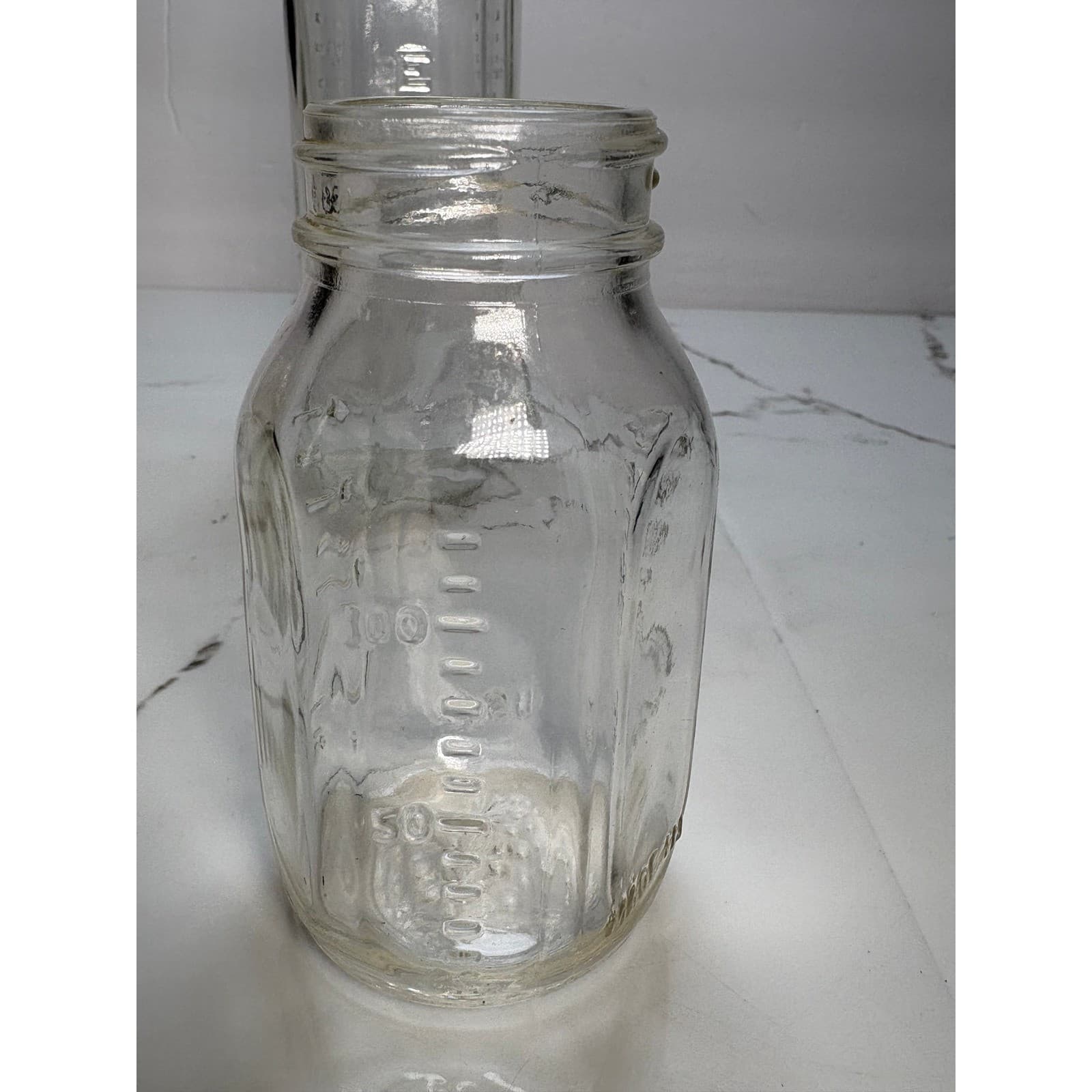 Vintage Evenflo Glass Baby Bottles Set of 2 8oz and 4oz Clear Hexagonal USA - Thumbnail 4